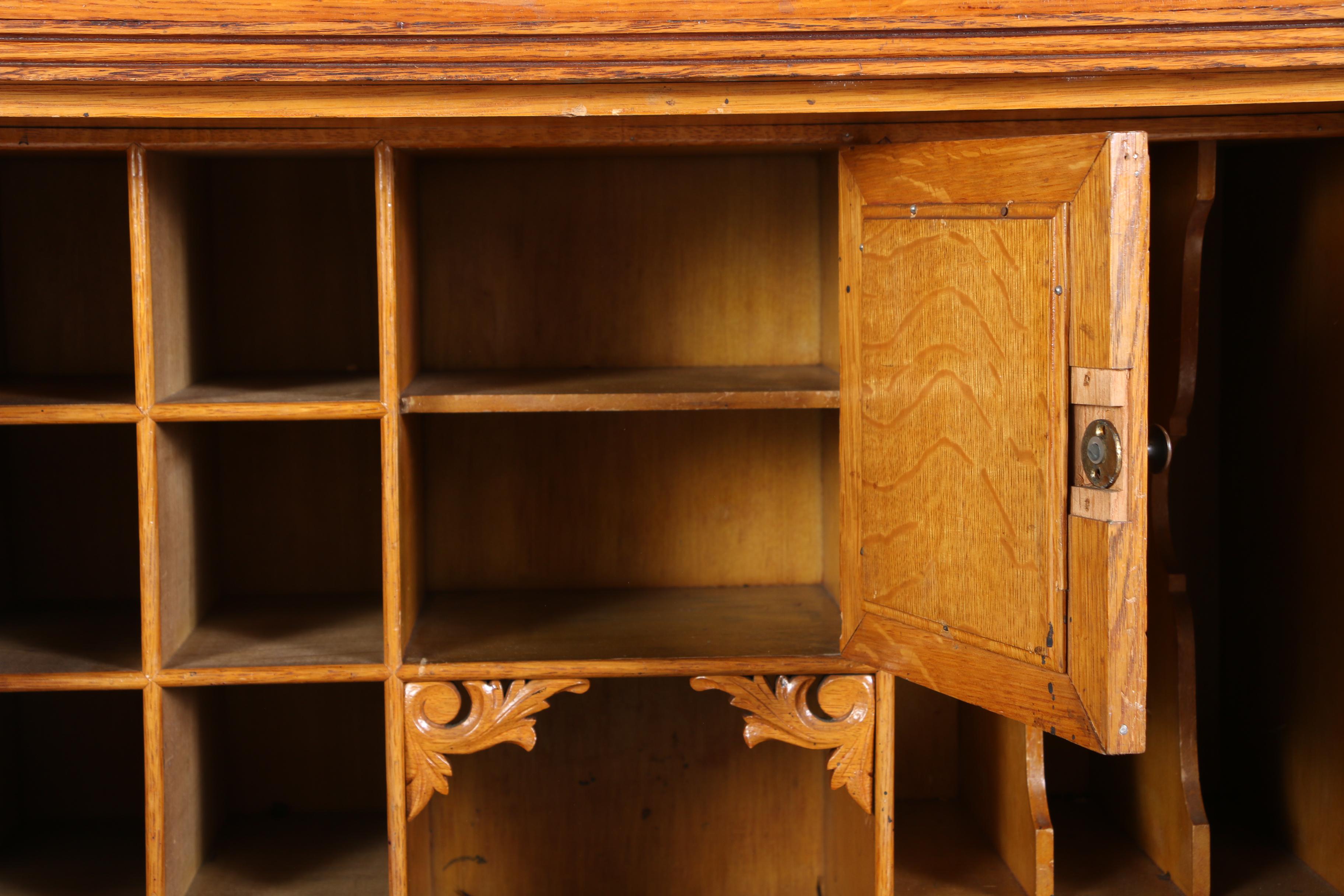Victorian Carved Oak Double Side-By-Side Secretary Bookcase, Late 19th Century