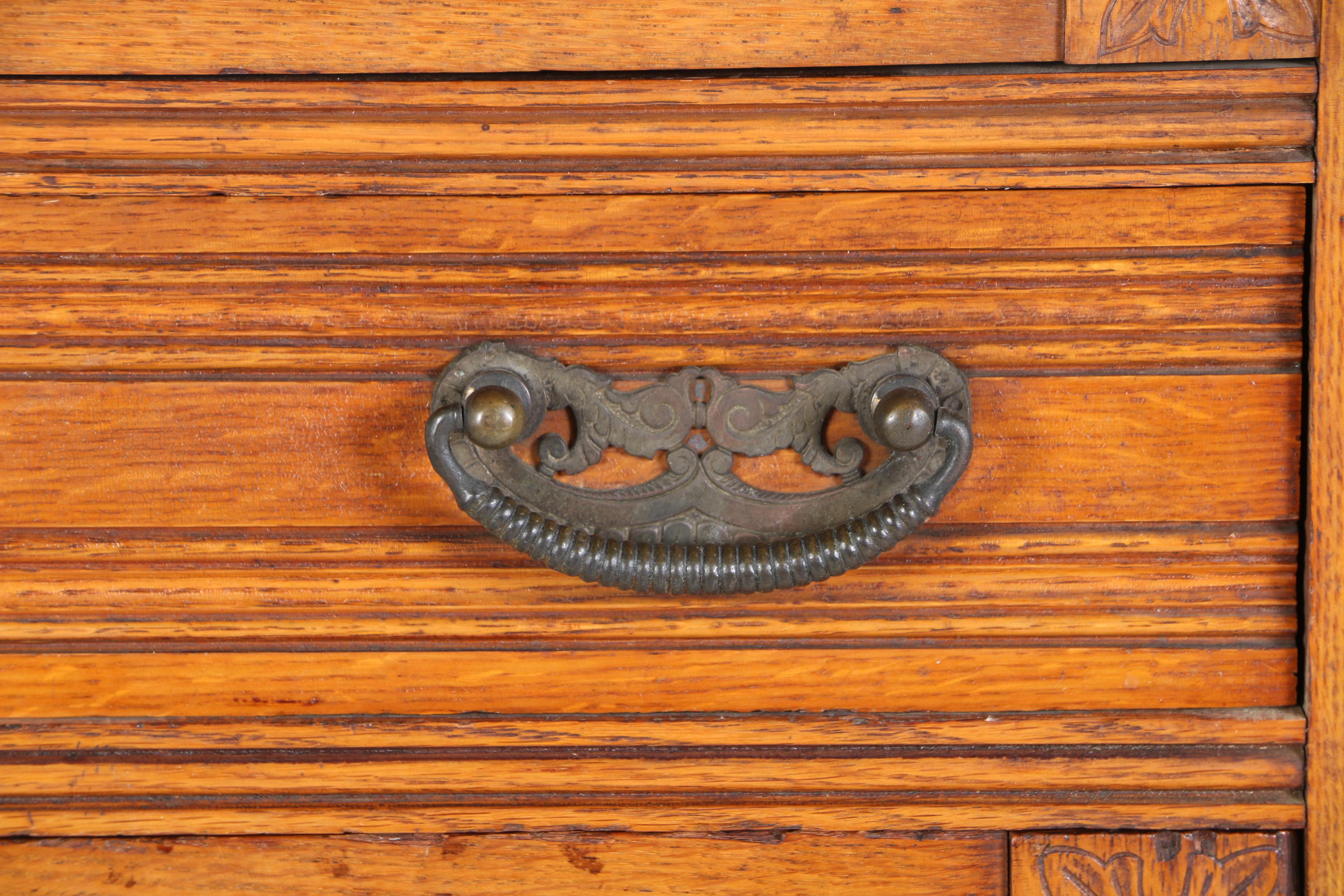 Victorian Carved Oak Double Side-By-Side Secretary Bookcase, Late 19th Century