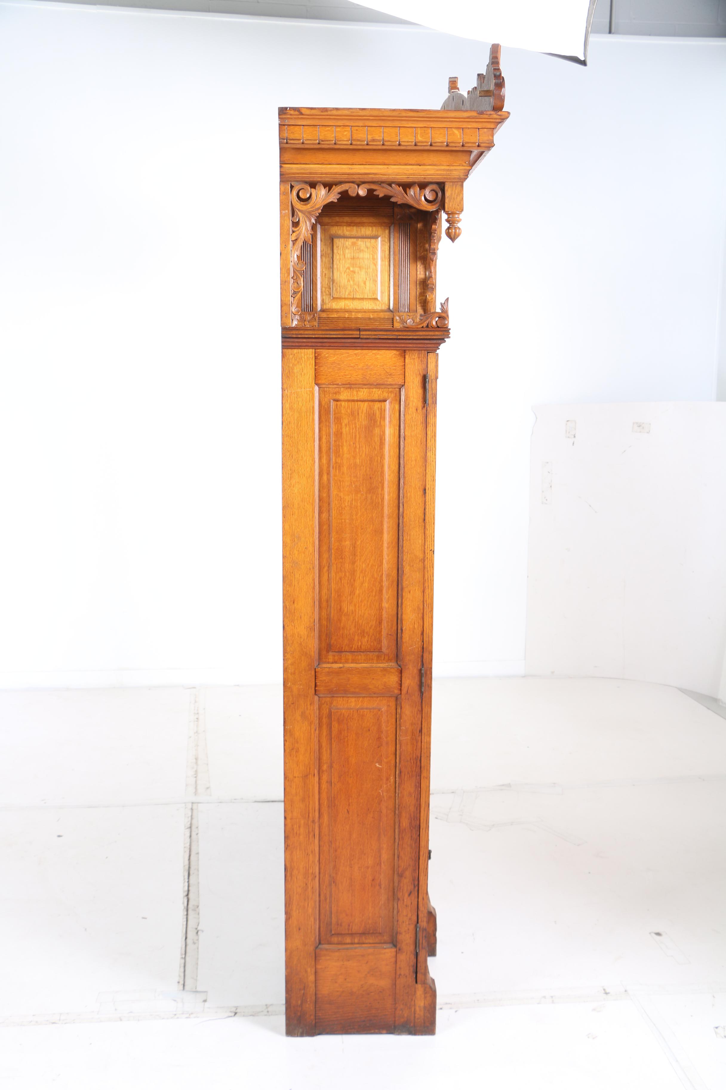Victorian Carved Oak Double Side-By-Side Secretary Bookcase, Late 19th Century