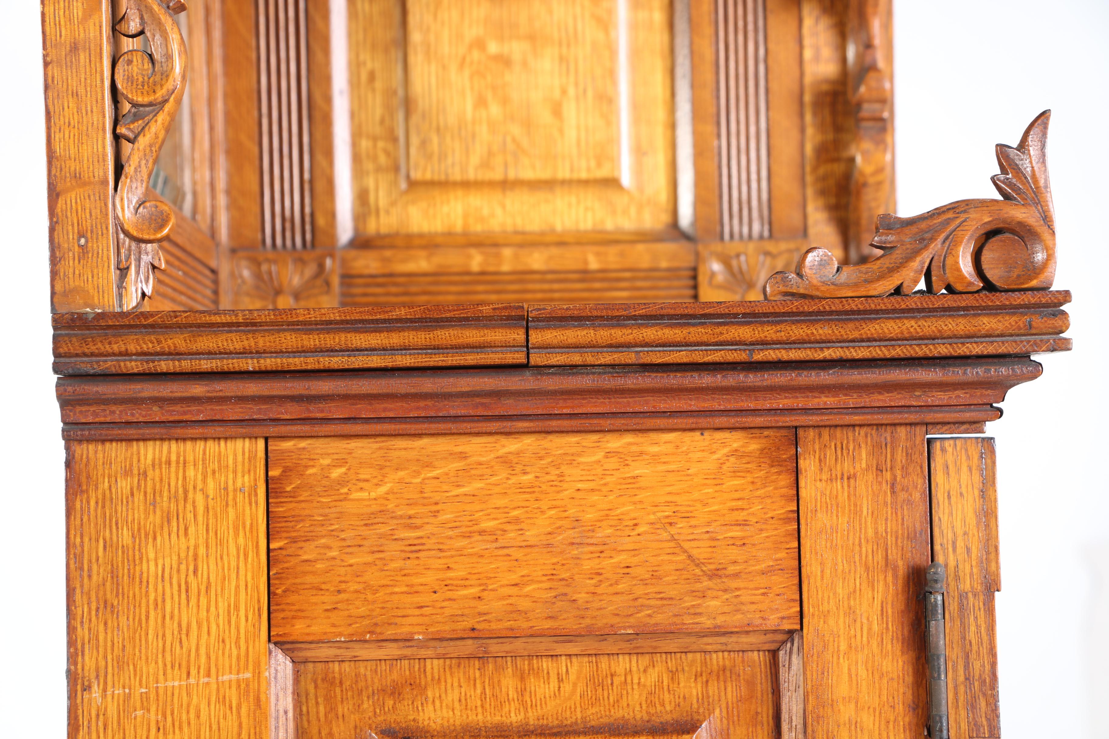 Victorian Carved Oak Double Side-By-Side Secretary Bookcase, Late 19th Century