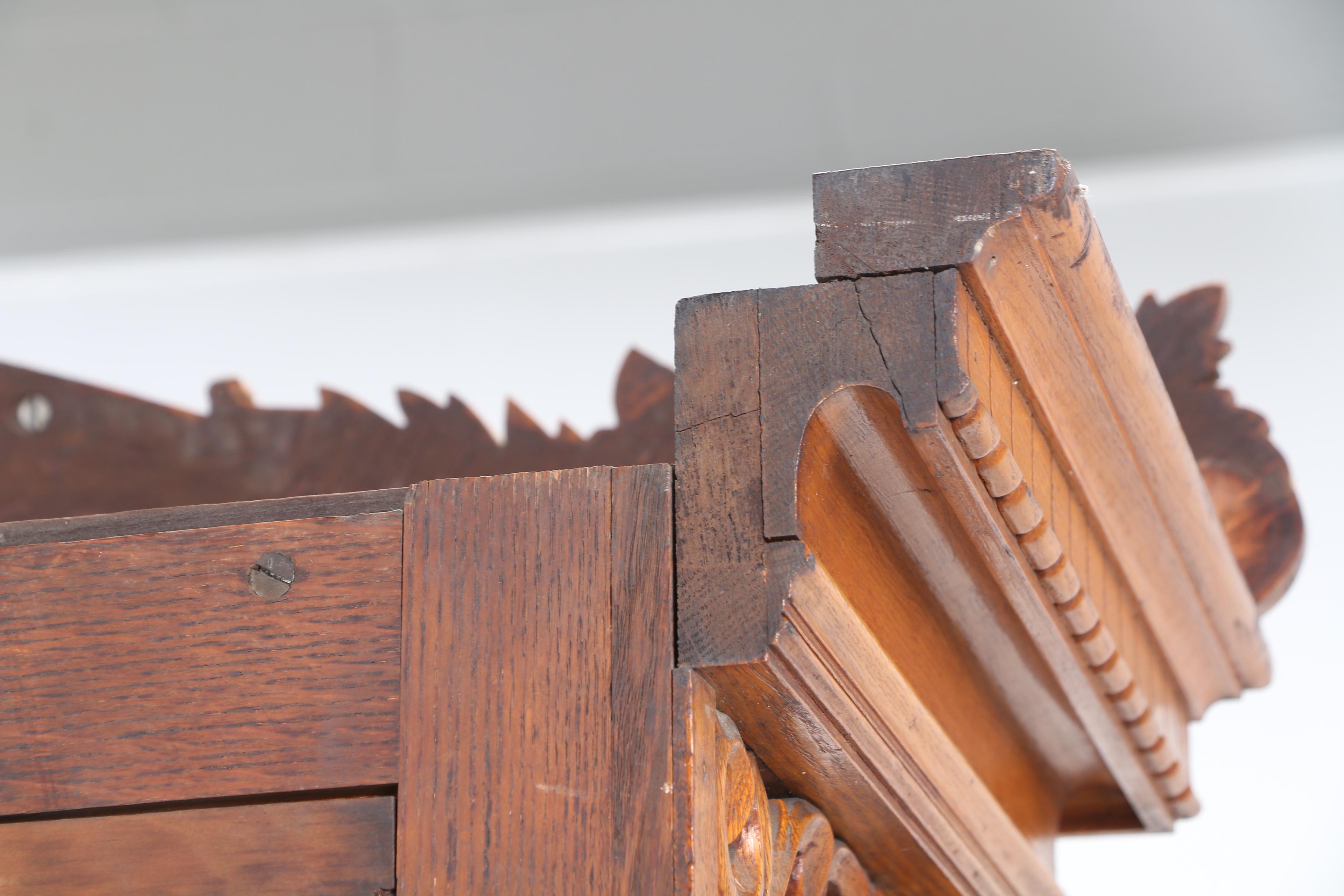 Victorian Carved Oak Double Side-By-Side Secretary Bookcase, Late 19th Century