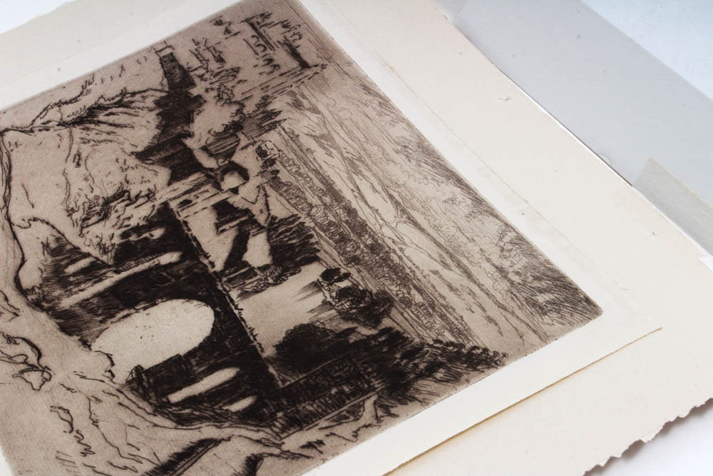 Joseph Pennell Etching "St. Martin Bridge, Toledo"