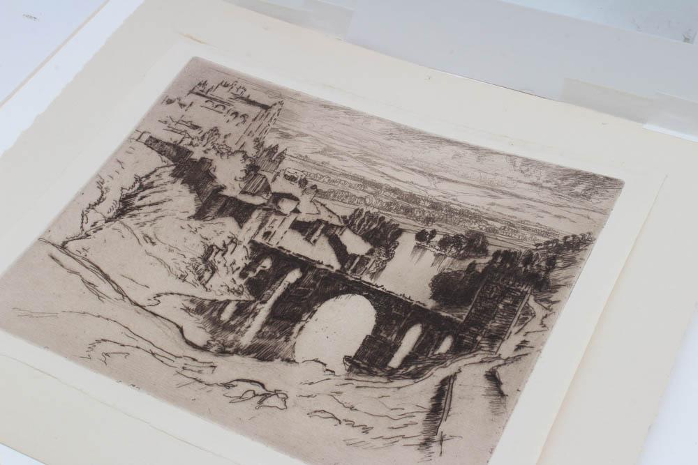 Joseph Pennell Etching "St. Martin Bridge, Toledo"
