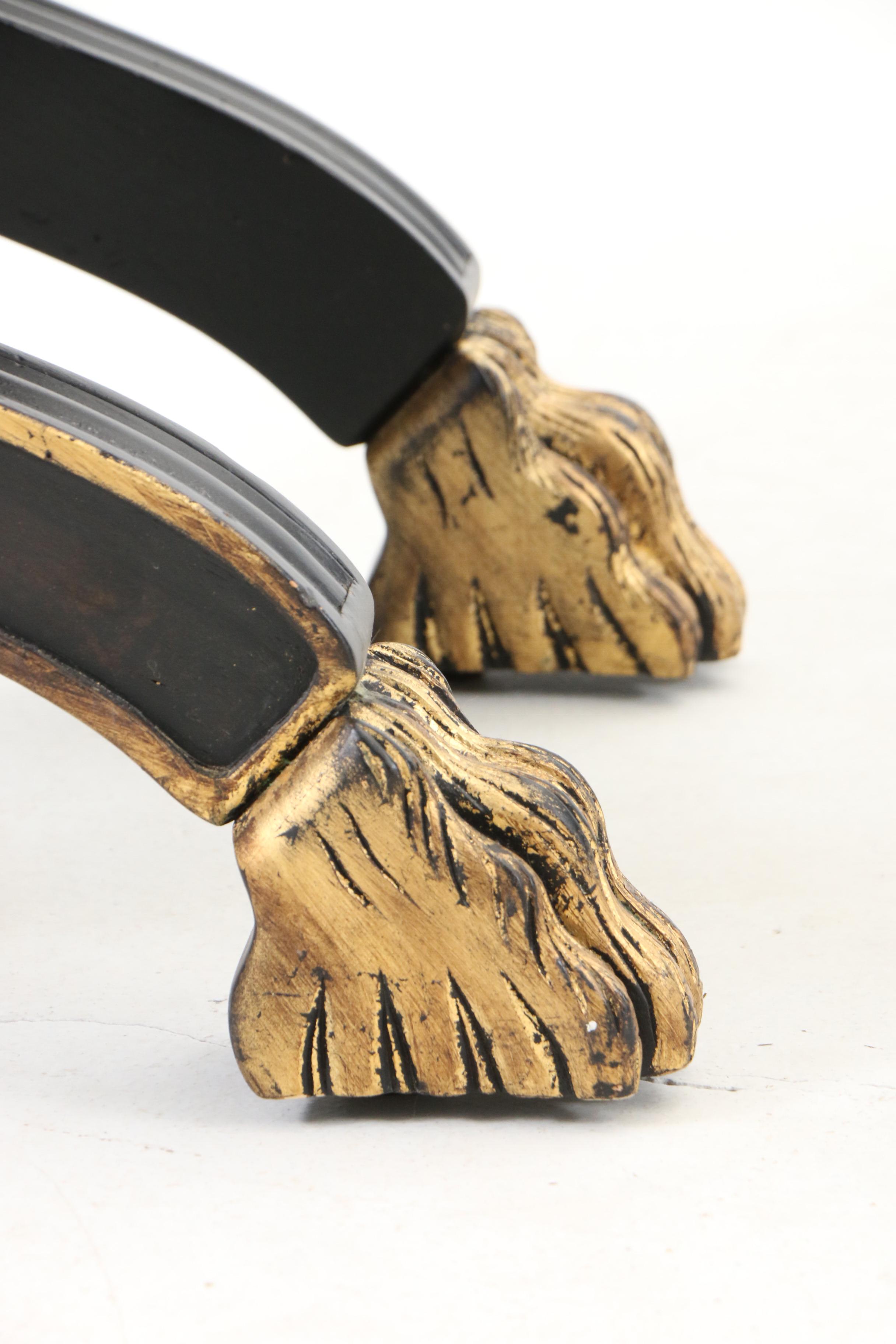 Roman Style Curule Stool With Gilt Paw Feet