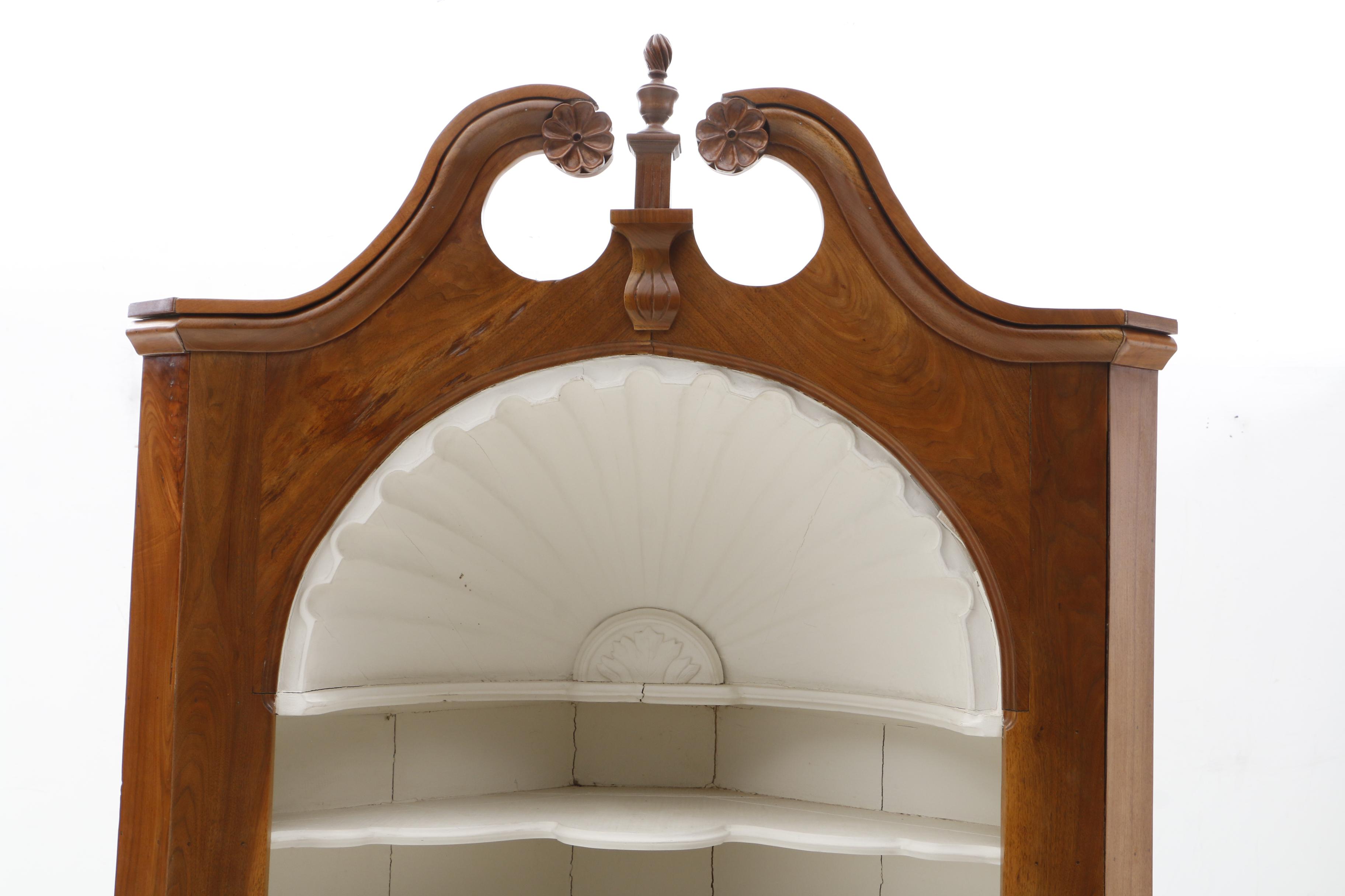 Late Federal Walnut Clam Shell Corner Cabinet, 19th Century and Later