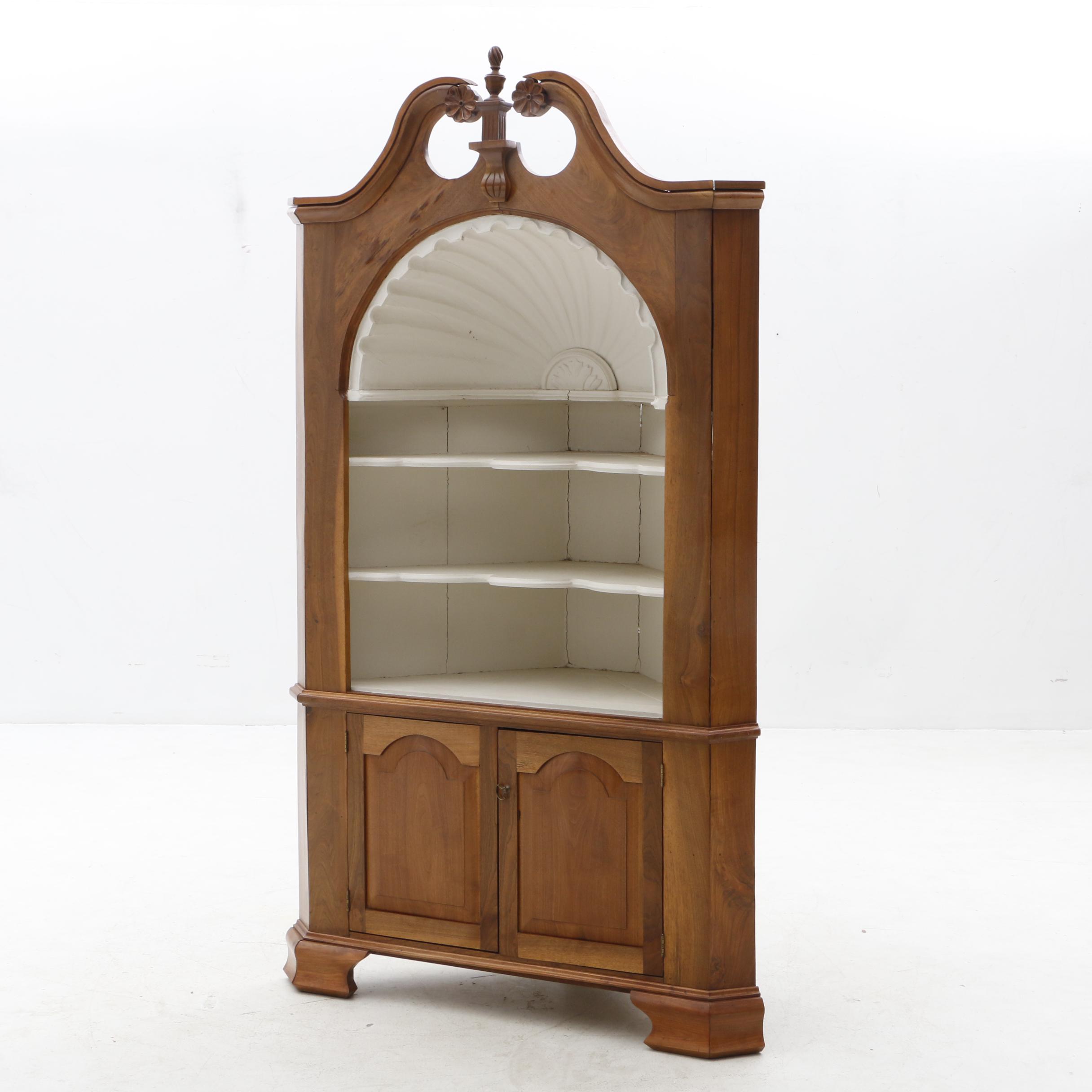 Late Federal Walnut Clam Shell Corner Cabinet, 19th Century and Later