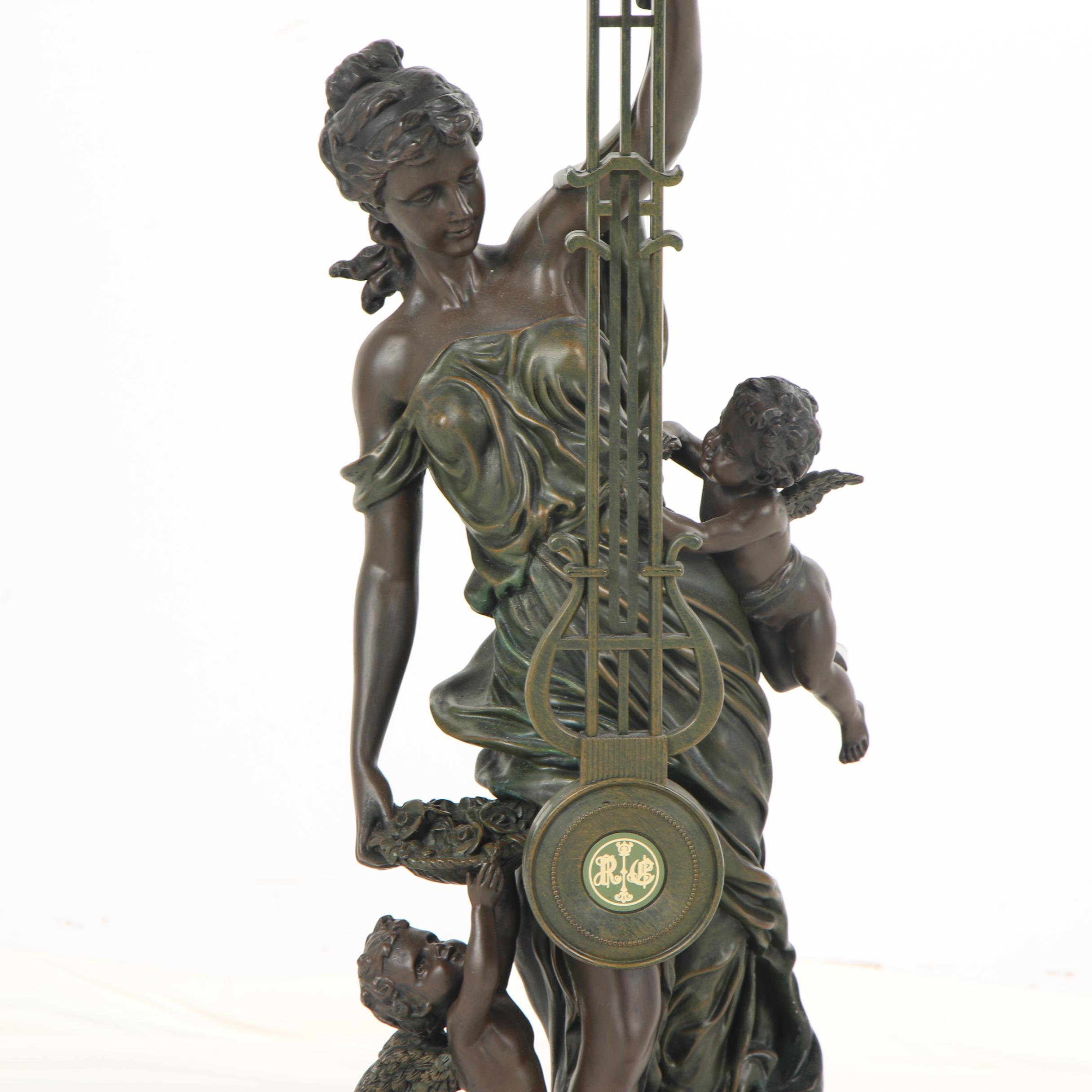 Design Toscano "Grande-Scale Flora" Swinging Pendulum Clock in Faux Bronze