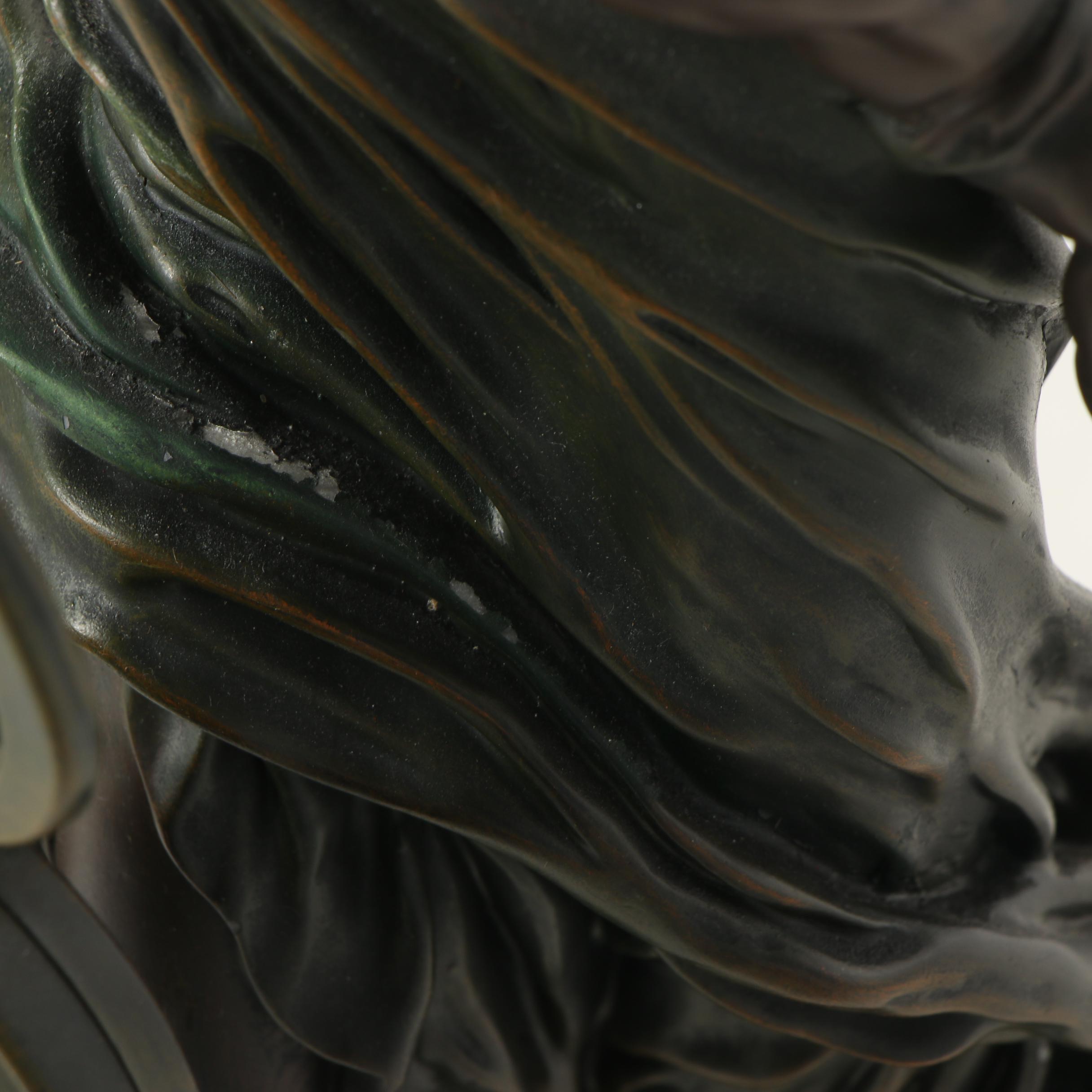 Design Toscano "Grande-Scale Flora" Swinging Pendulum Clock in Faux Bronze