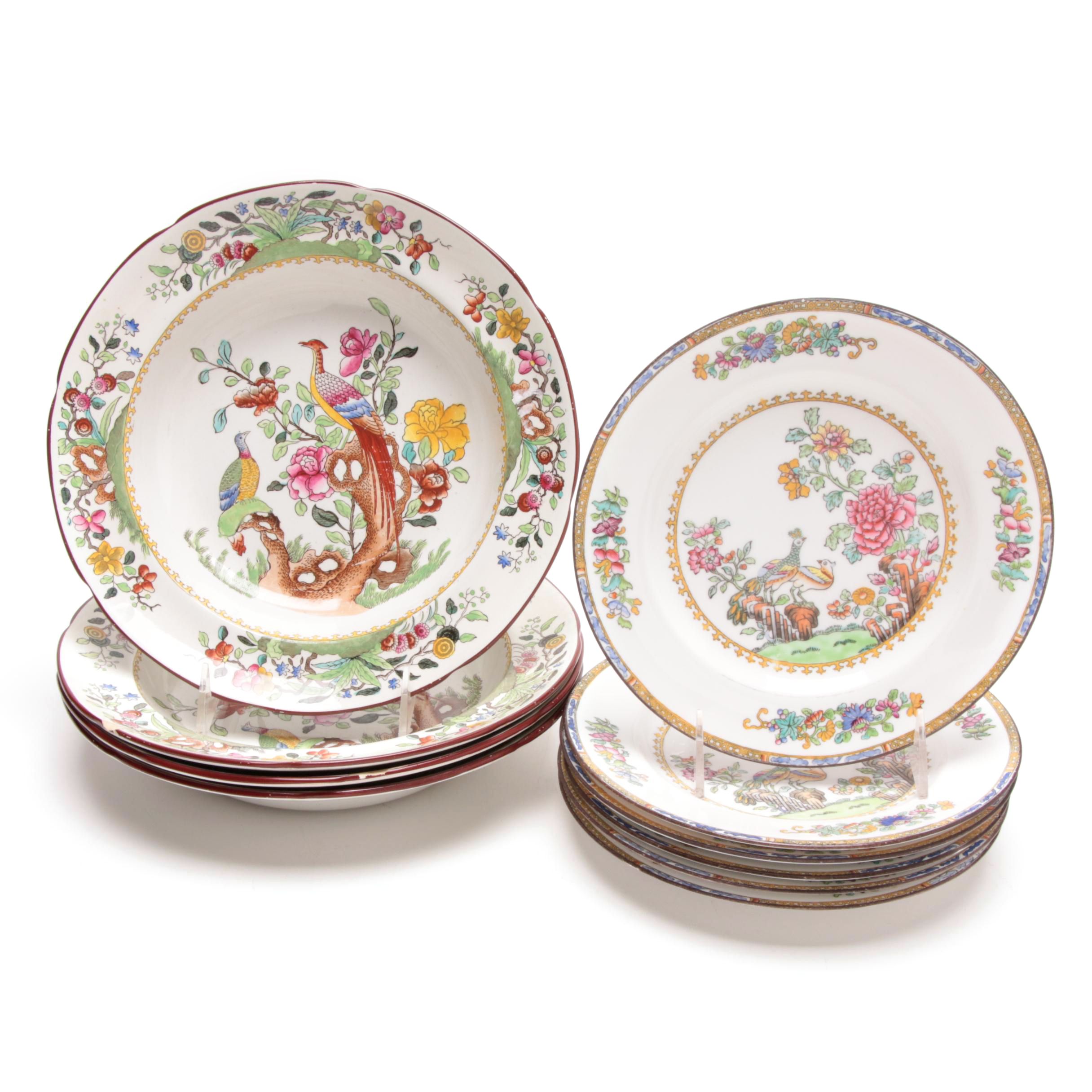 Spode Earthenware Dinnerware featuring "Spode's Peacock", Early 20th Century