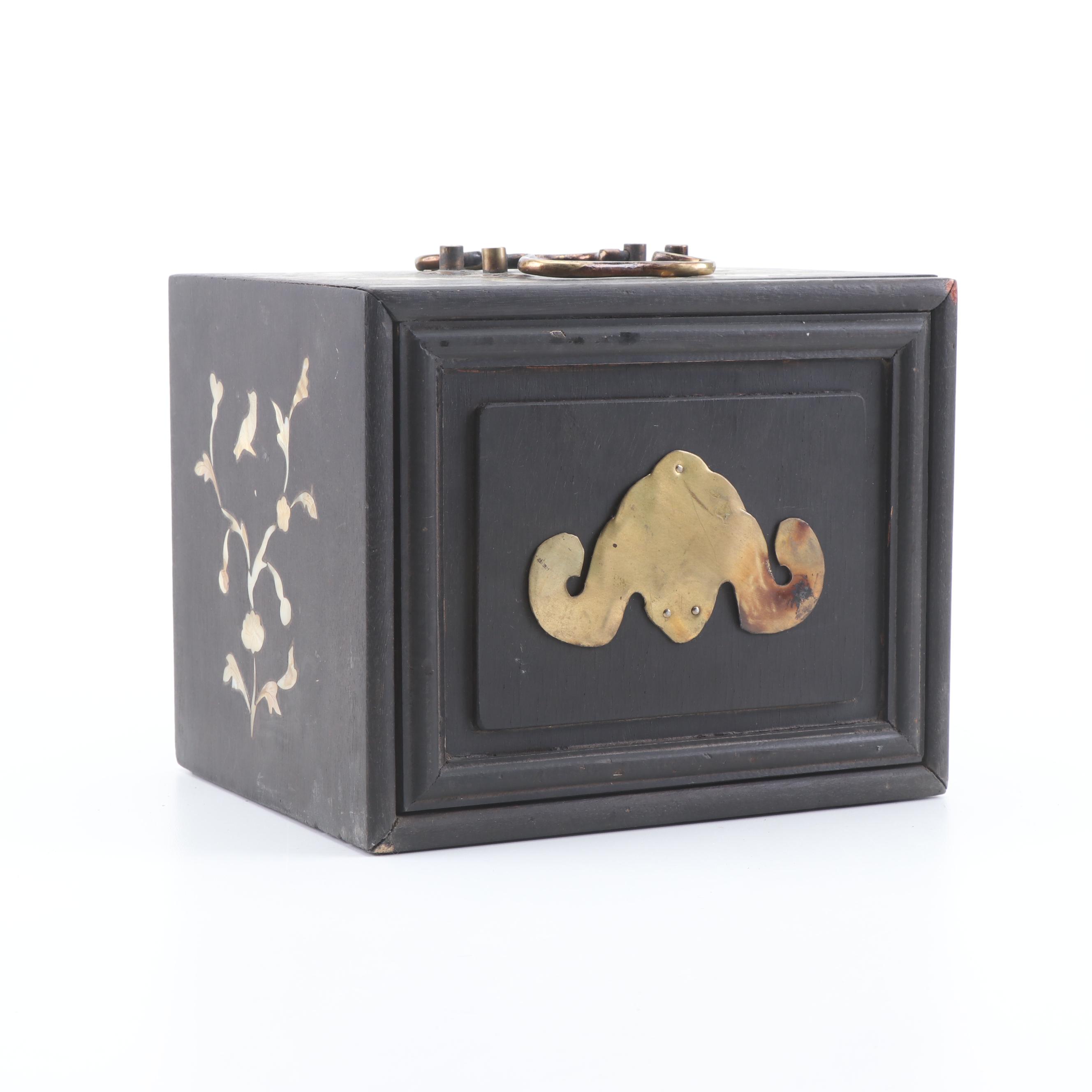 Vintage Mahjong Set in Shell Inlay Case