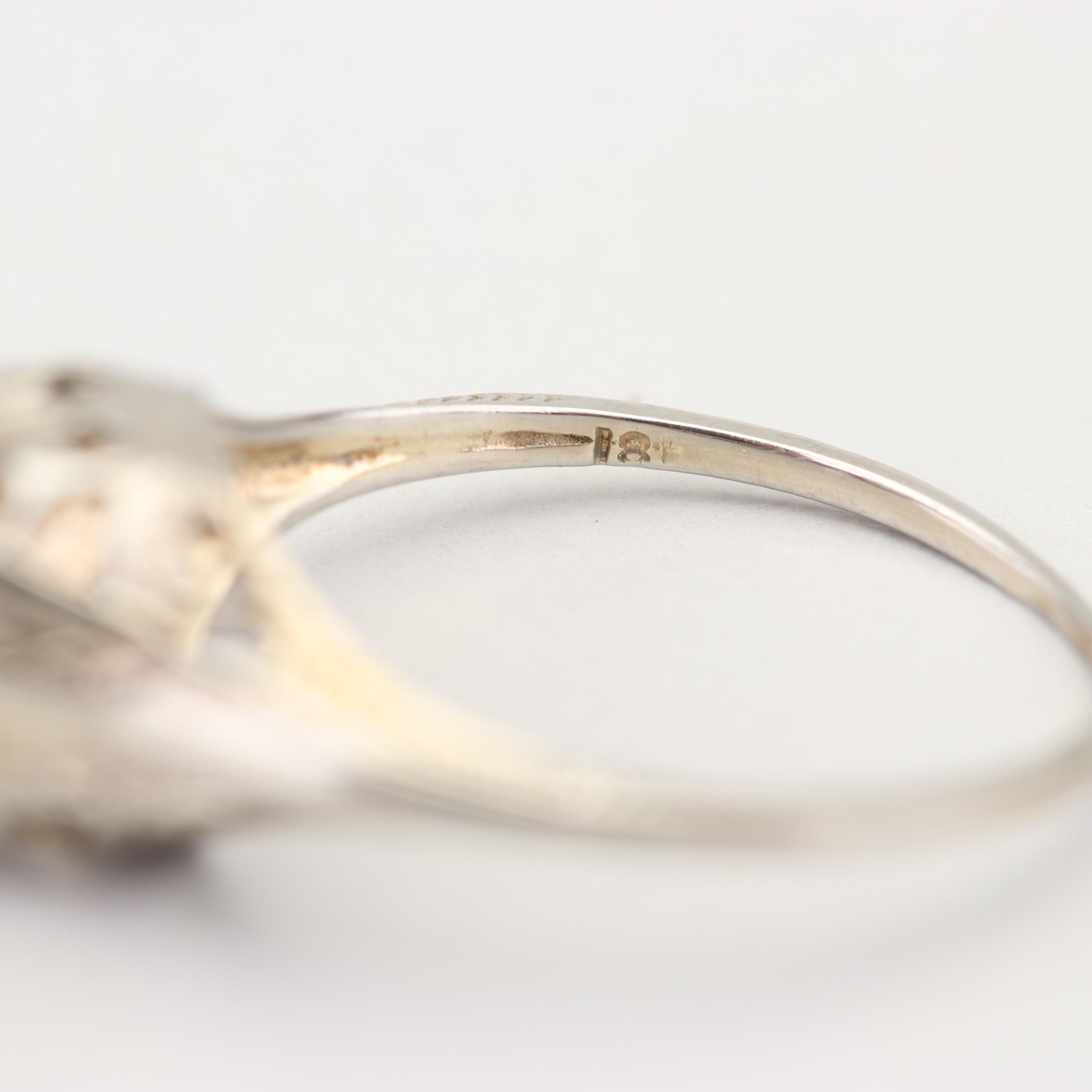 18K White Gold Old European Cut Diamond Ring