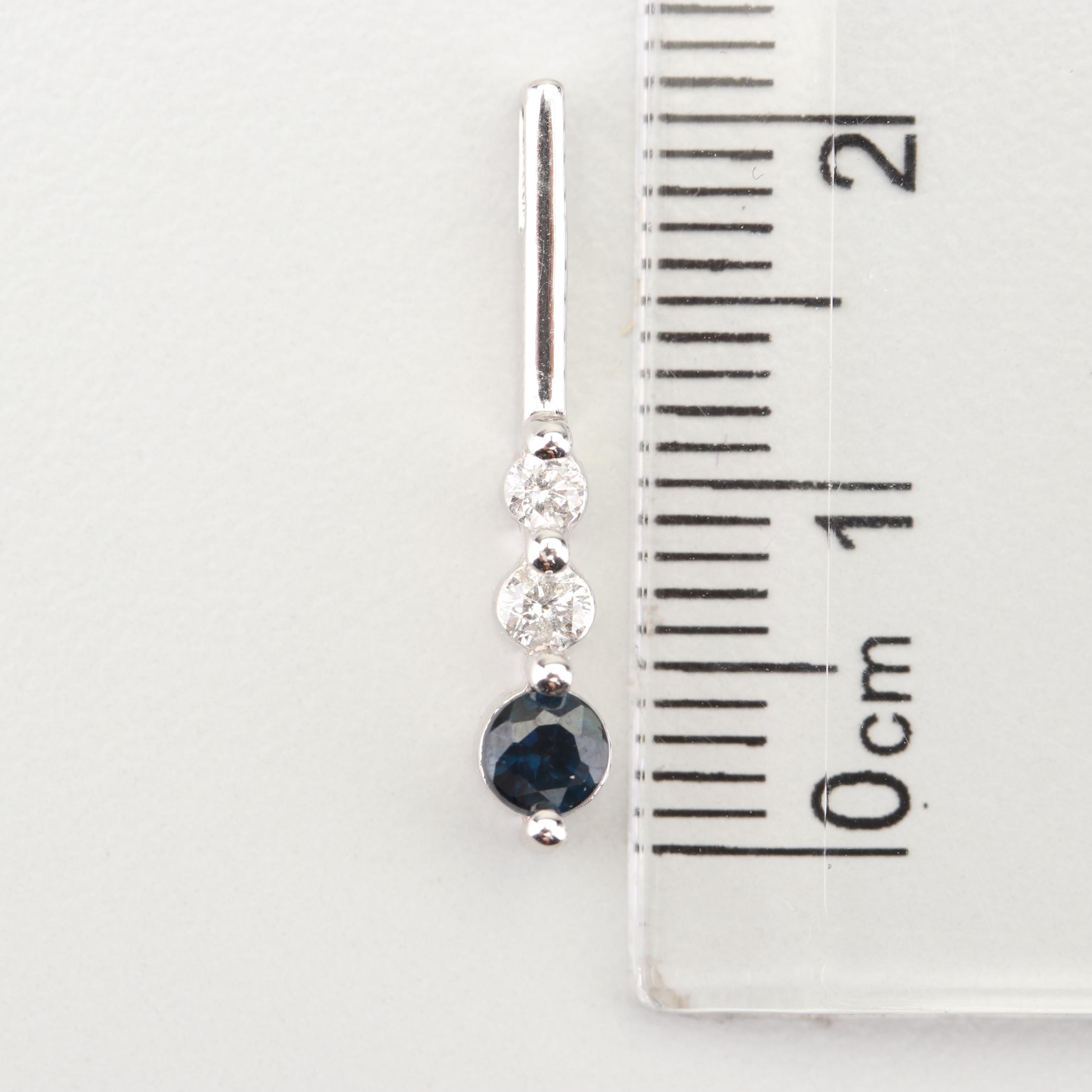 10K White Gold Sapphire and Diamond Pendant