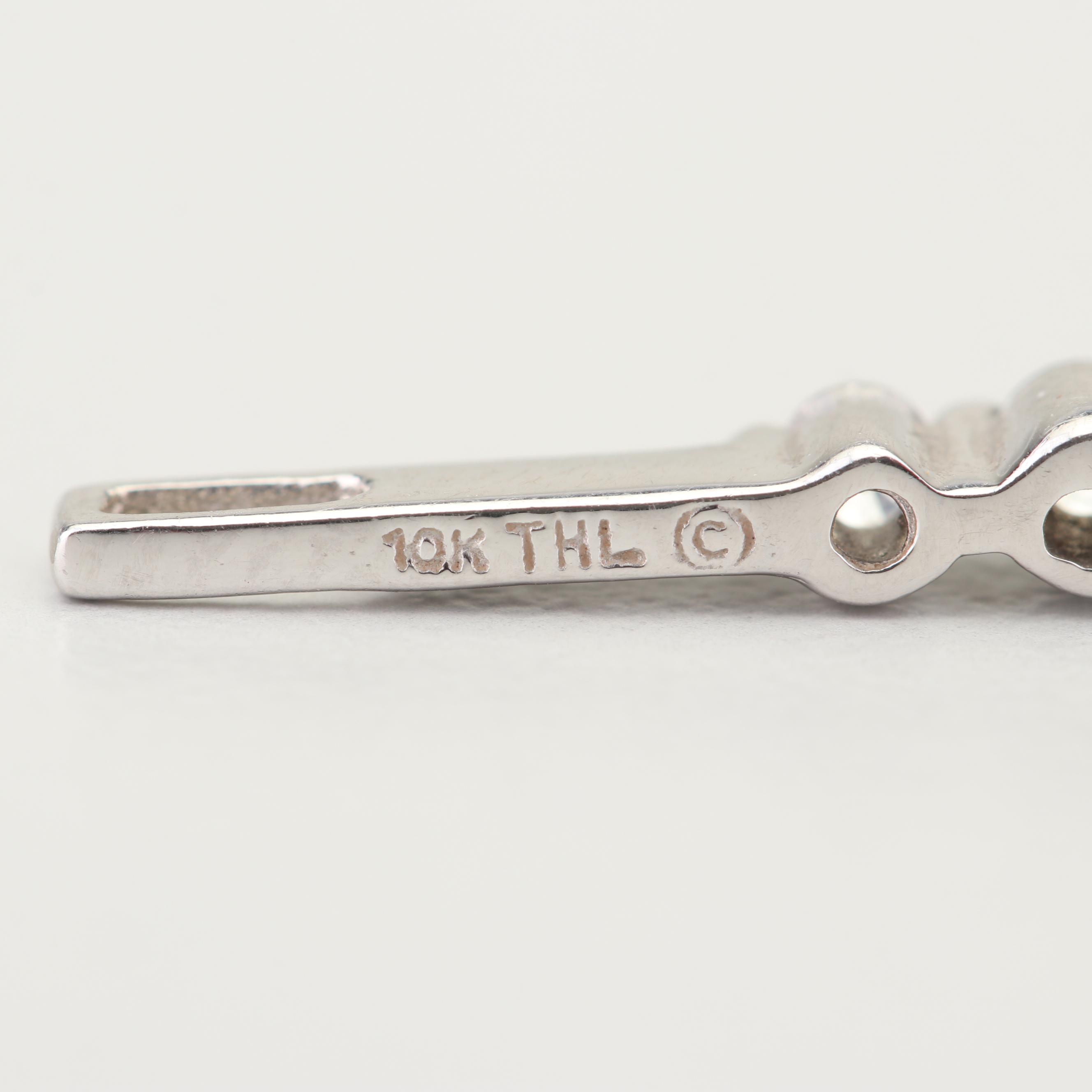 10K White Gold Sapphire and Diamond Pendant