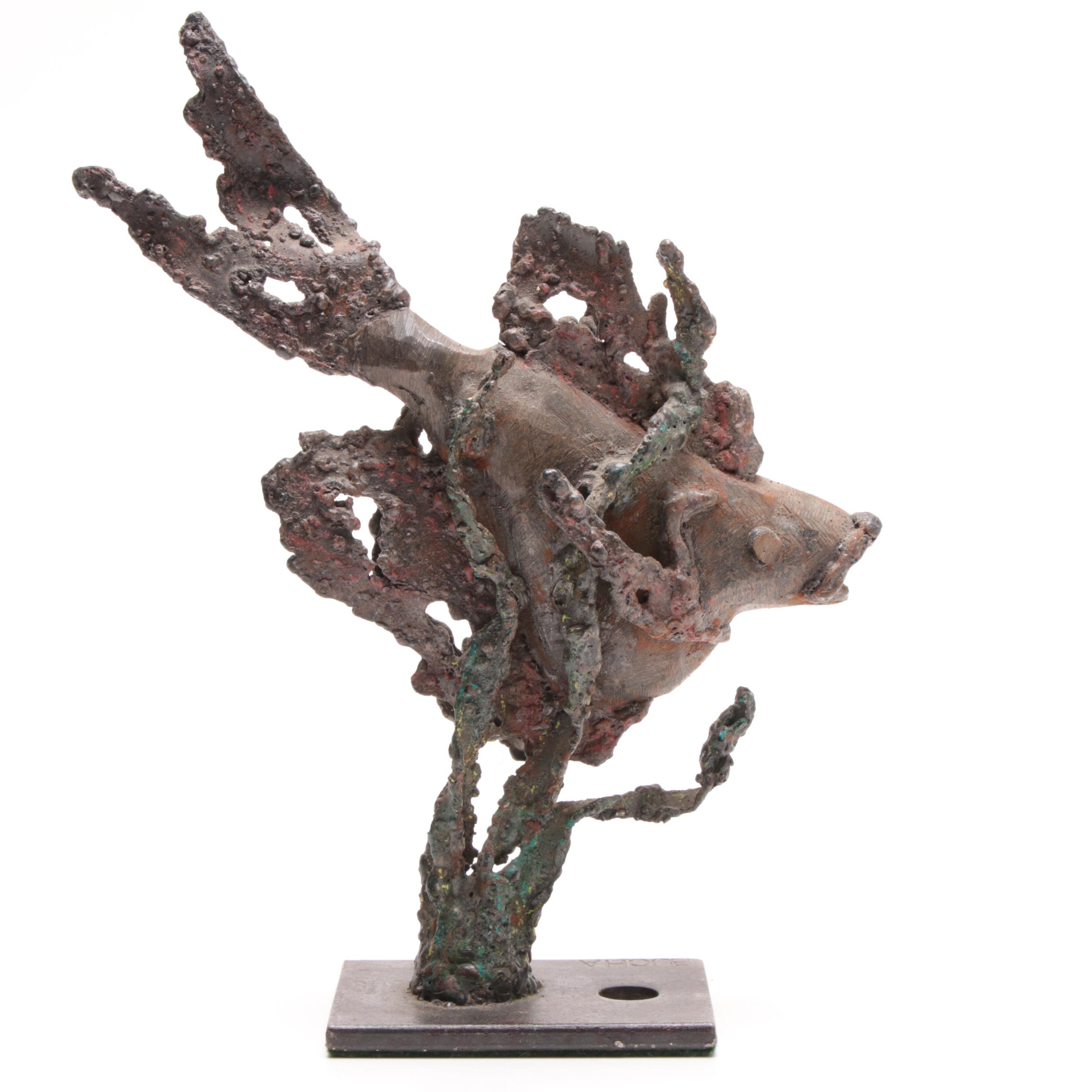 Mike Bucha Bronze Brutalist Fish Sculpture