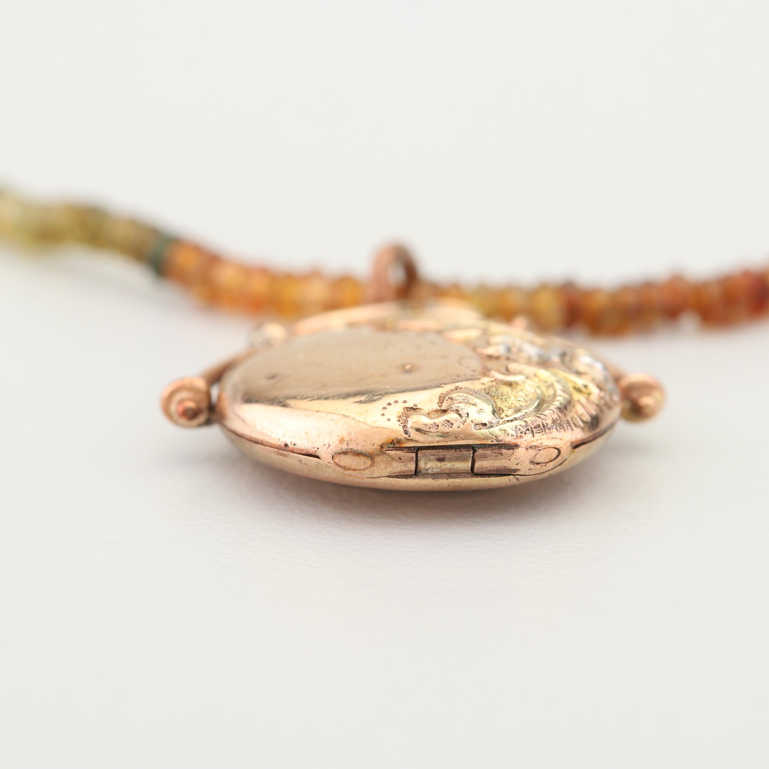 Faceted Gemstone Necklace with 10K Yellow Gold Clasp and Gold Tone Pendant