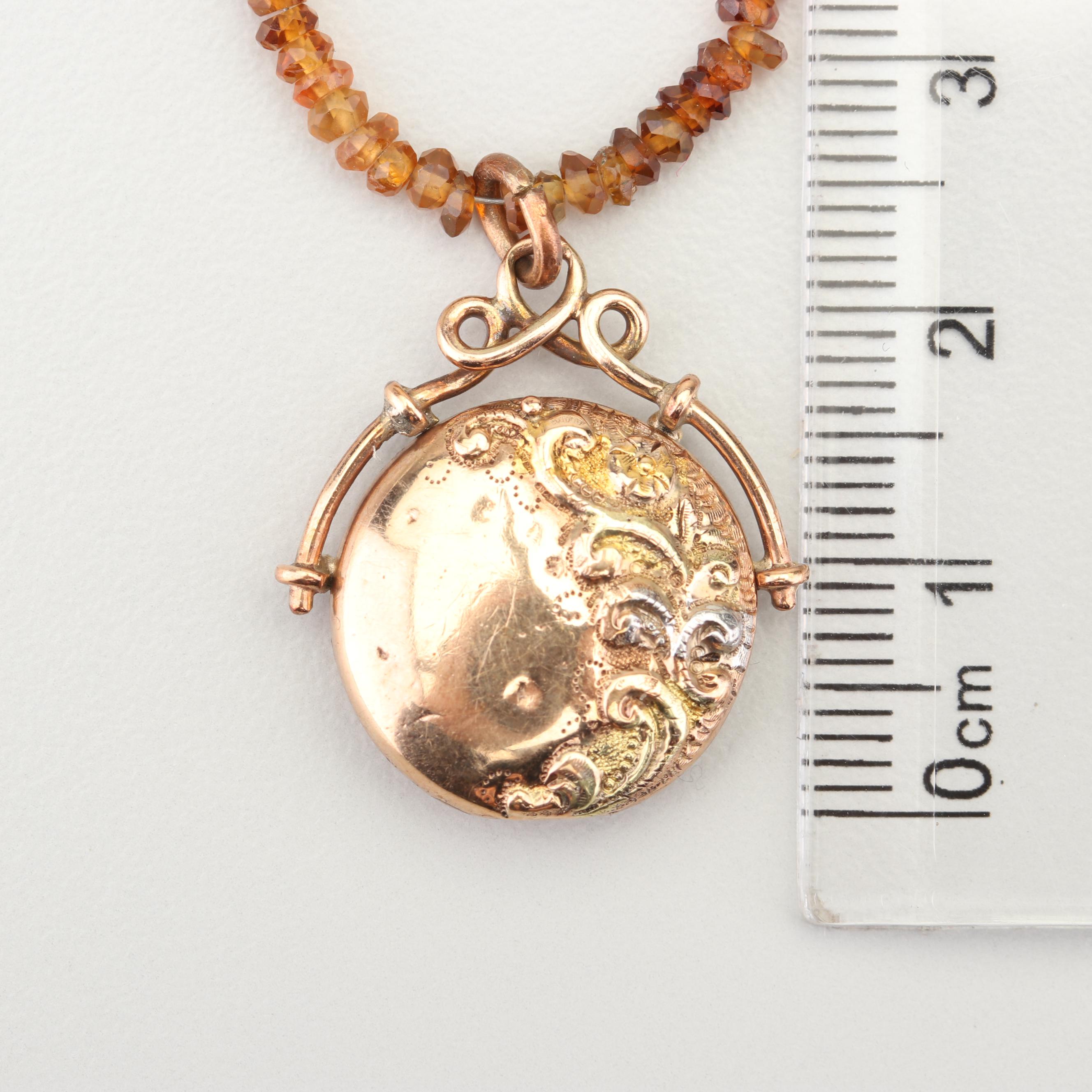 Faceted Gemstone Necklace with 10K Yellow Gold Clasp and Gold Tone Pendant