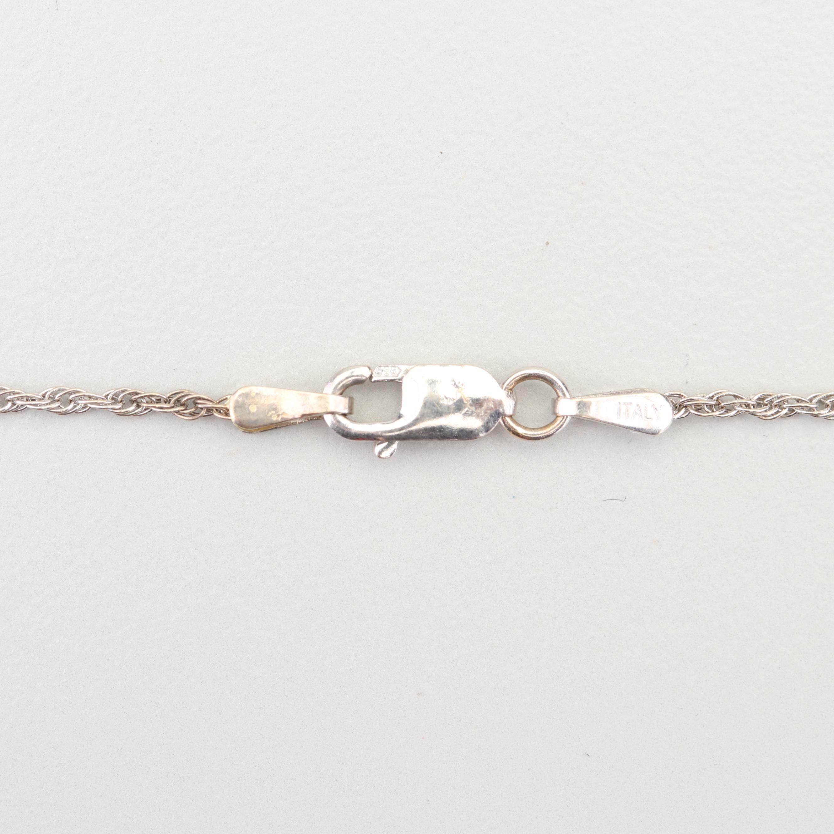 14K White Gold and Black Diamond Pendant Necklace