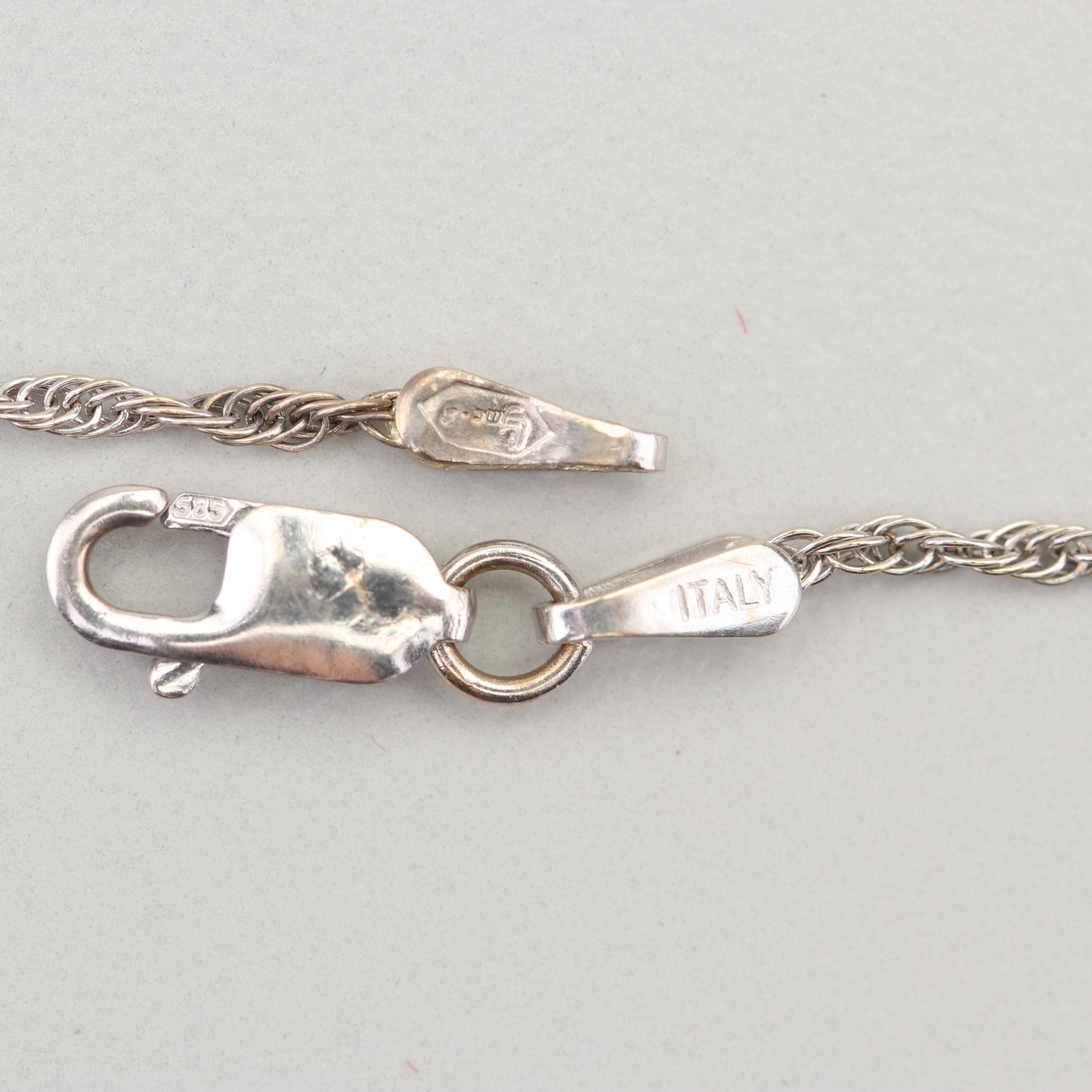 14K White Gold and Black Diamond Pendant Necklace