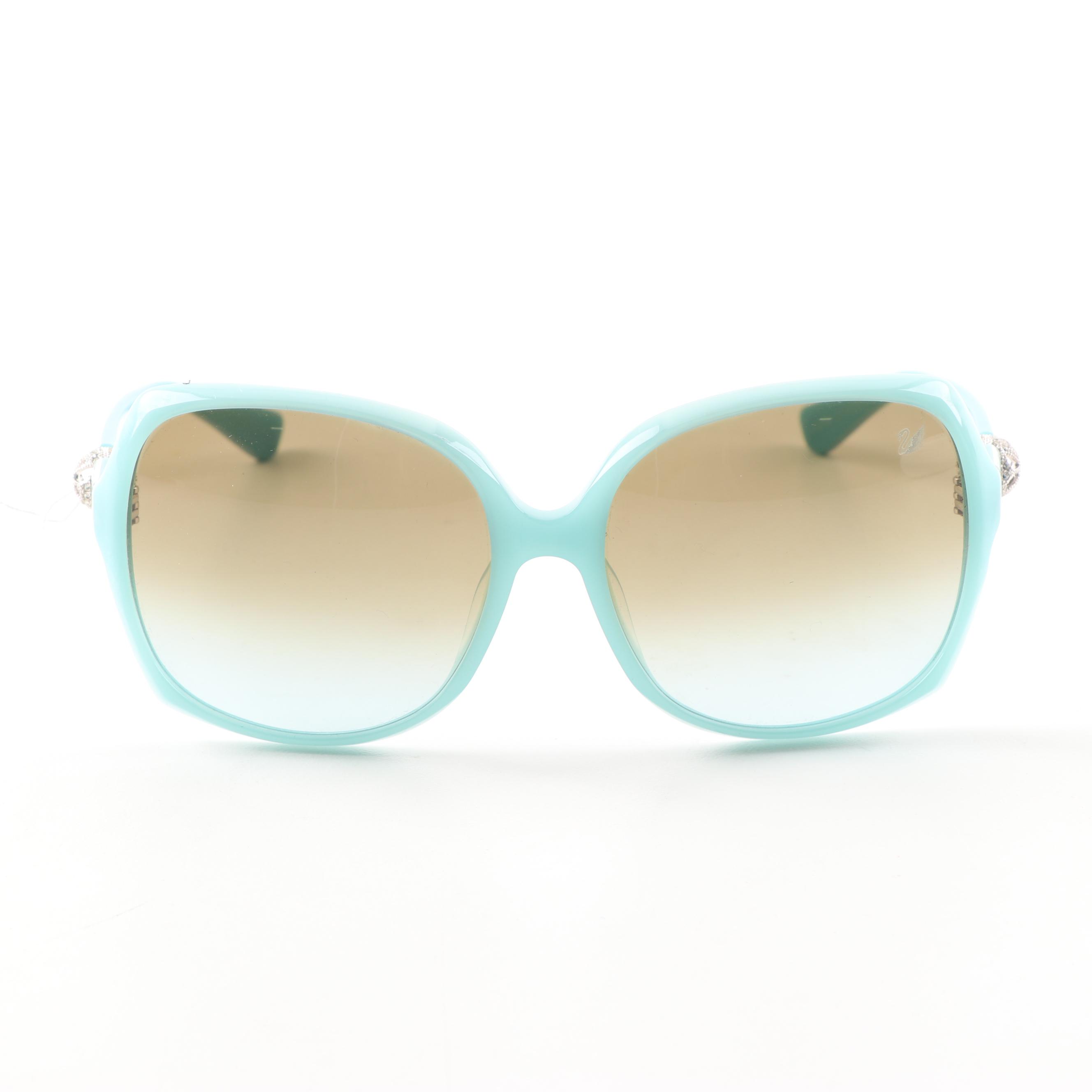Swarovski Bridget Aqua Blue Sunglasses with Crystals, Made in Italy