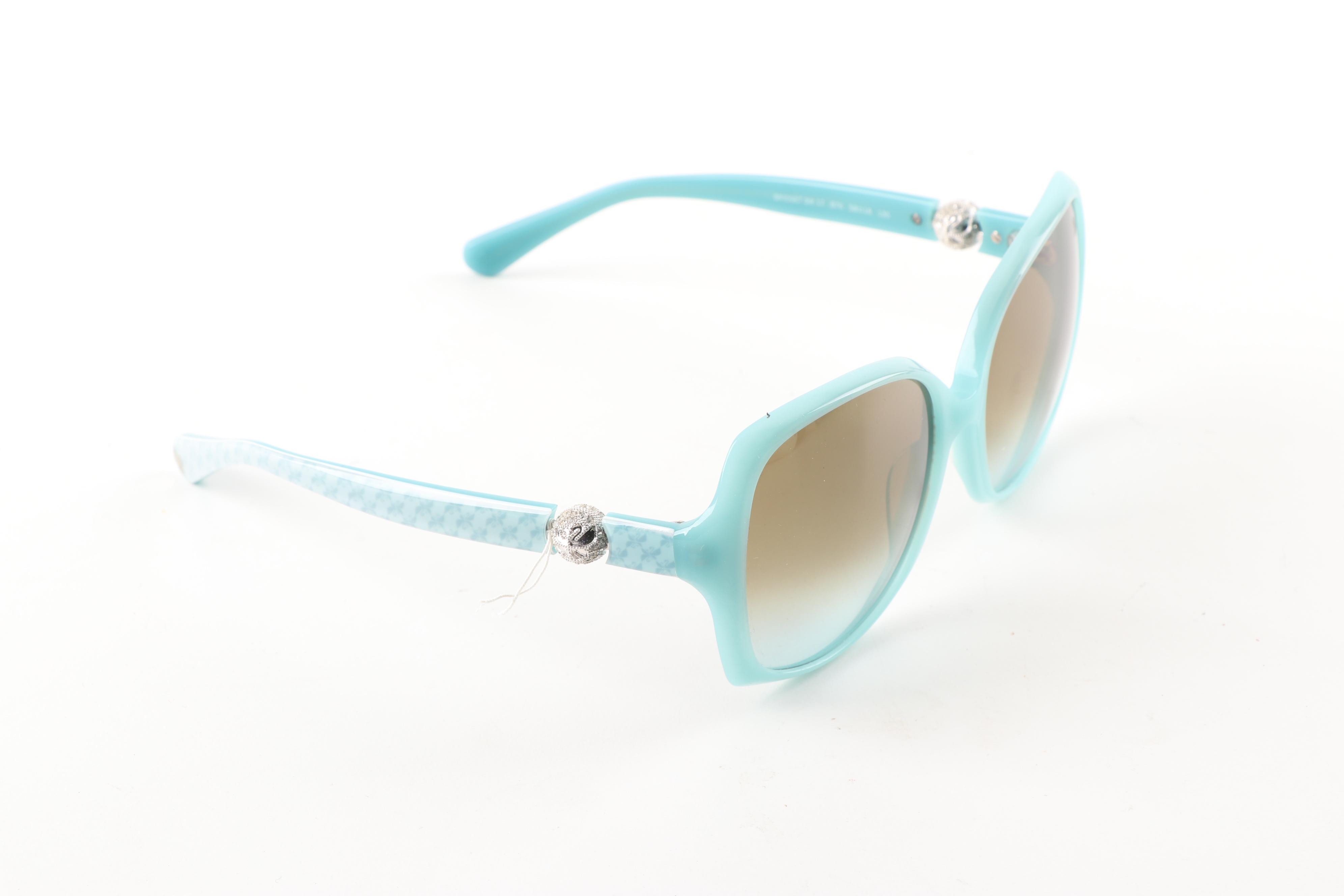 Swarovski Bridget Aqua Blue Sunglasses with Crystals, Made in Italy