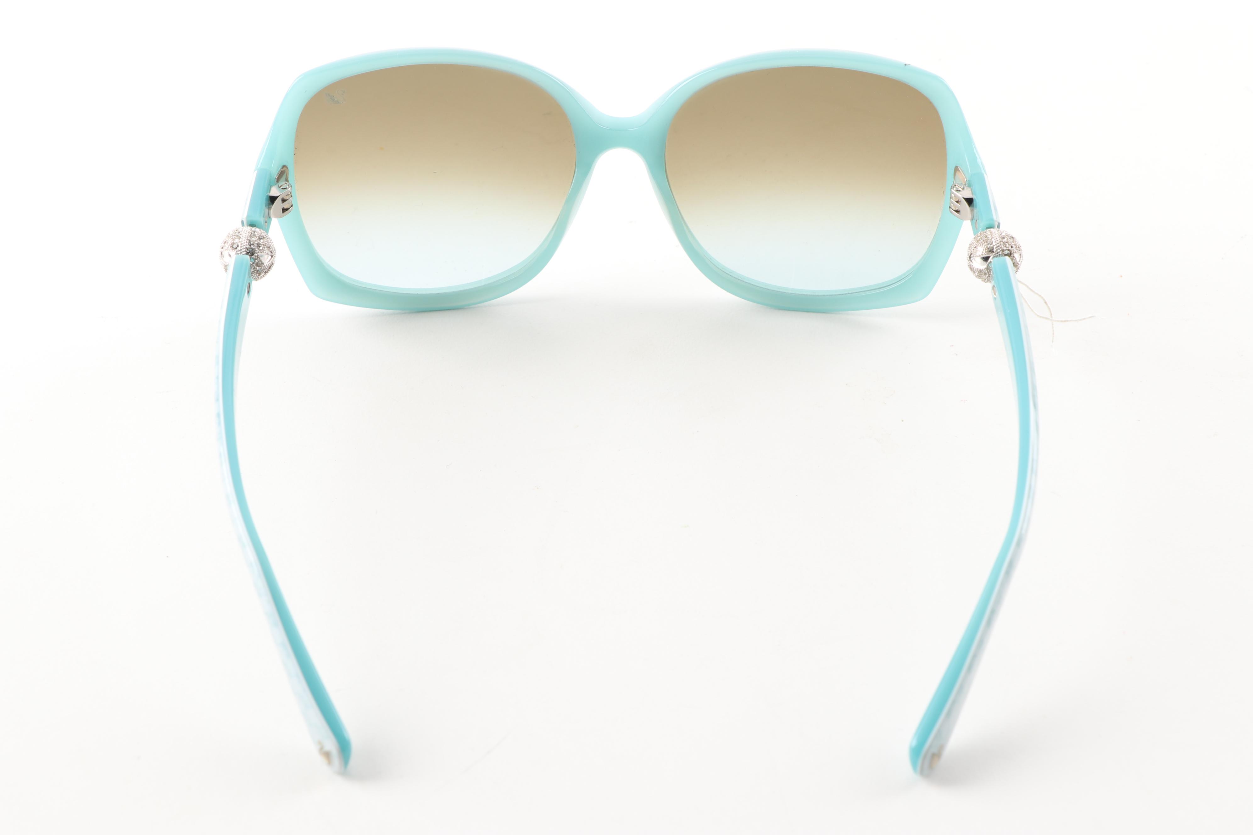 Swarovski Bridget Aqua Blue Sunglasses with Crystals, Made in Italy