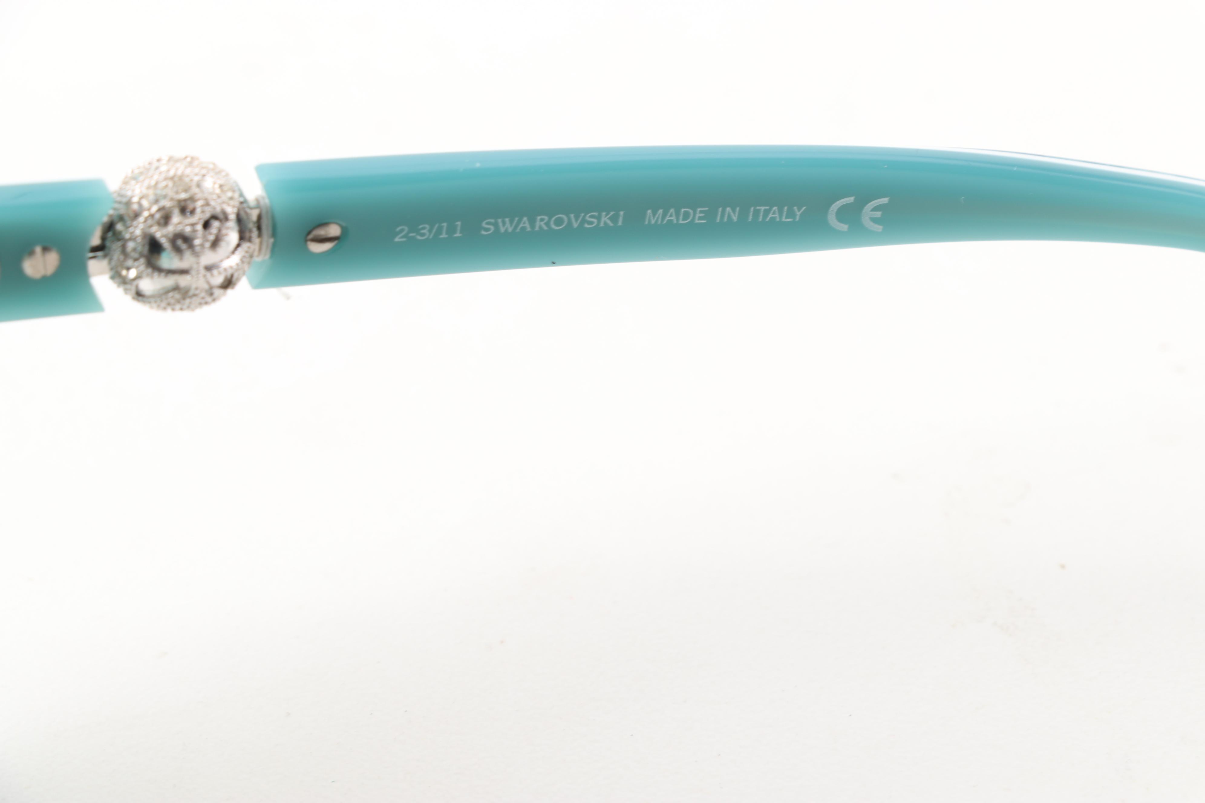 Swarovski Bridget Aqua Blue Sunglasses with Crystals, Made in Italy