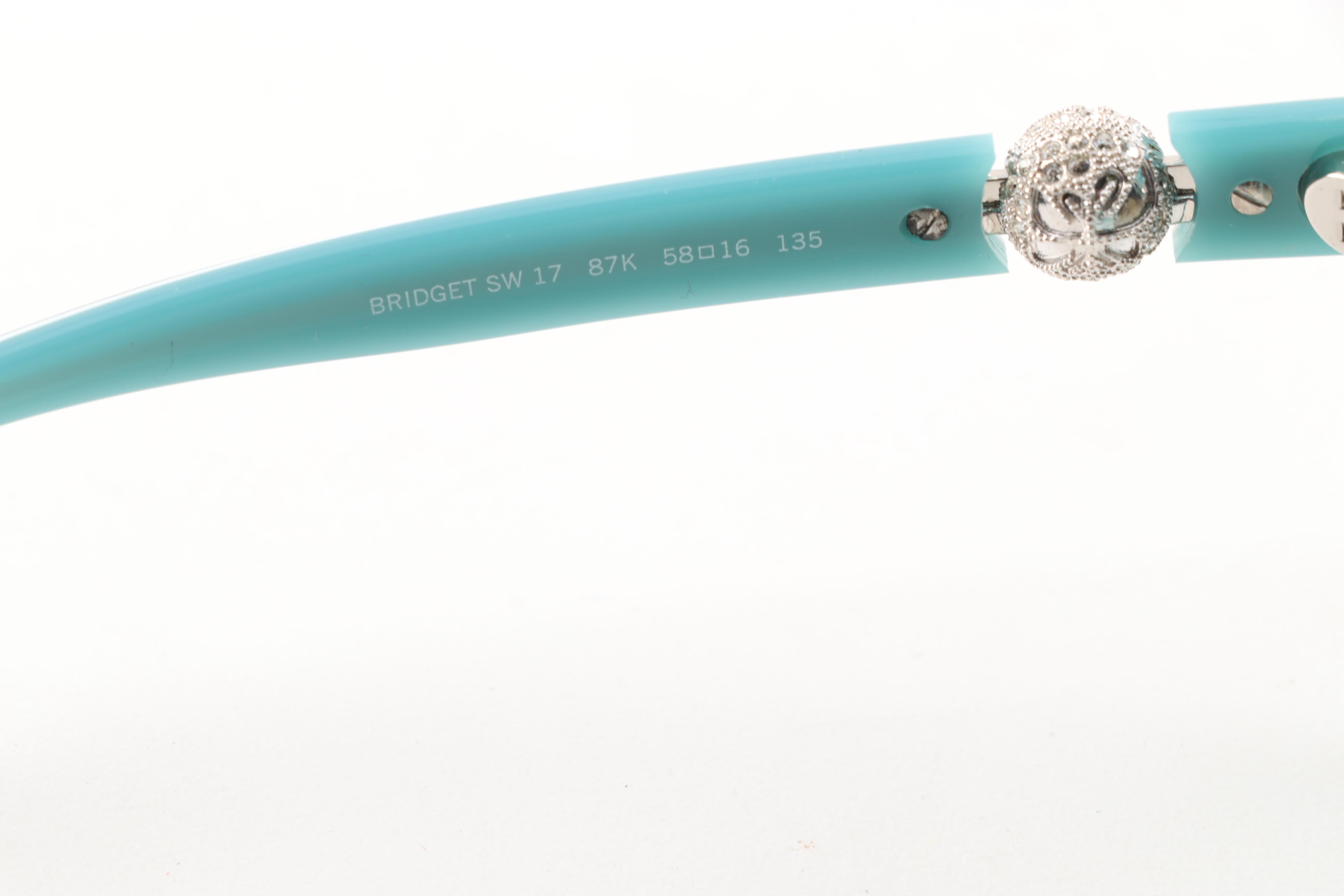 Swarovski Bridget Aqua Blue Sunglasses with Crystals, Made in Italy