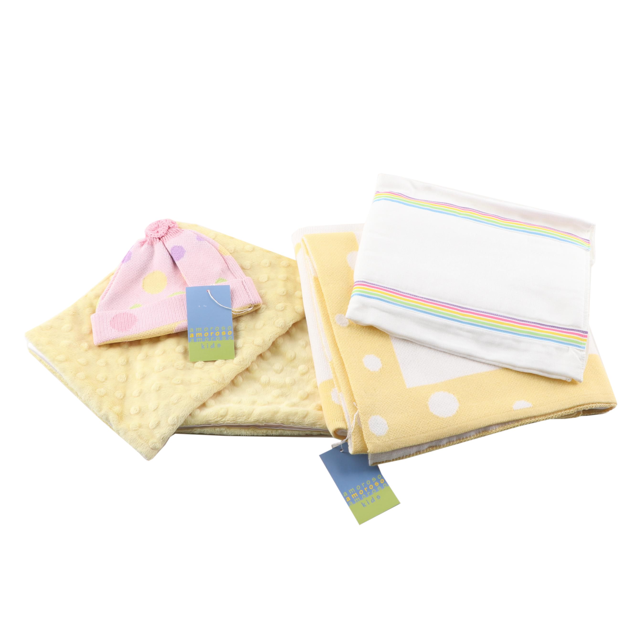 Infant Hat and Receiving Blankets Featuring Amoroso Kids