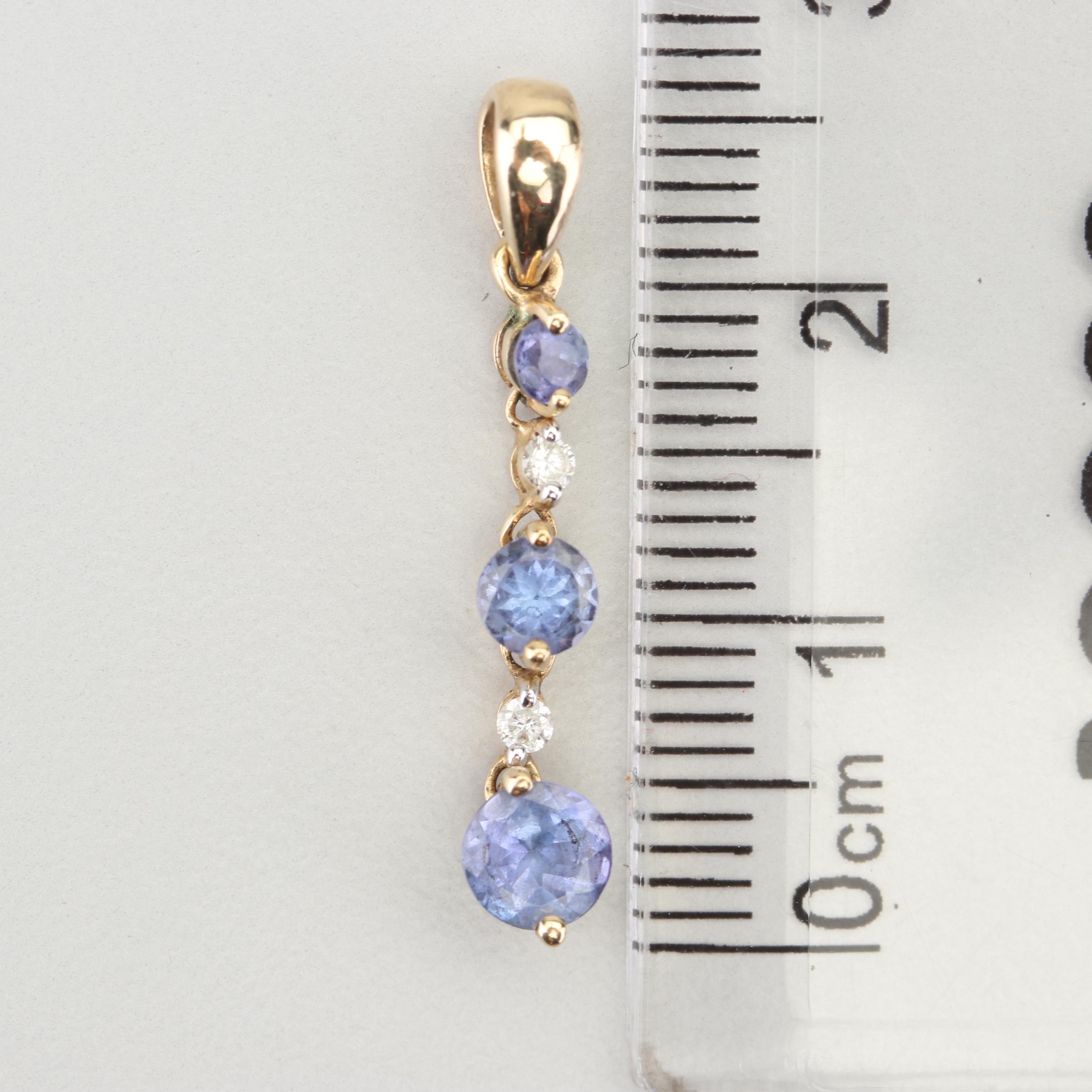 10K Yellow Gold Synthetic Tanzanite and Cubic Zirconia Pendant