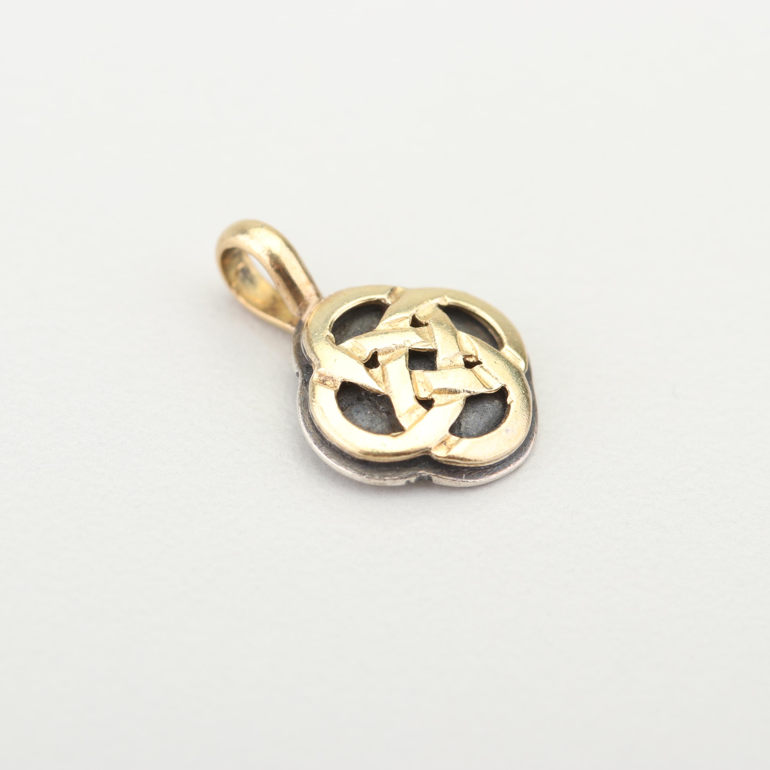 RI Sterling Silver and 18K Yellow Gold Celtic Knot Pendant
