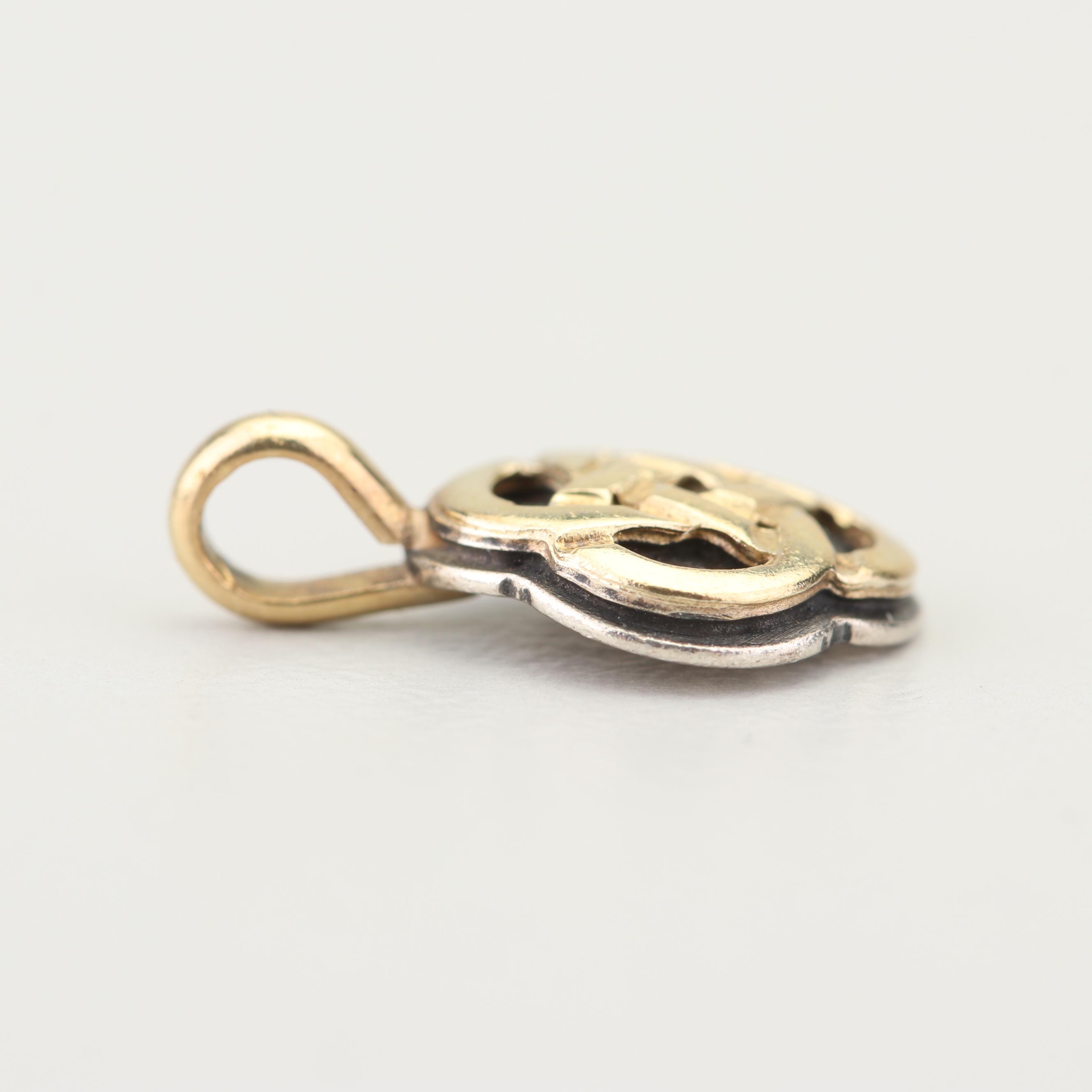 RI Sterling Silver and 18K Yellow Gold Celtic Knot Pendant