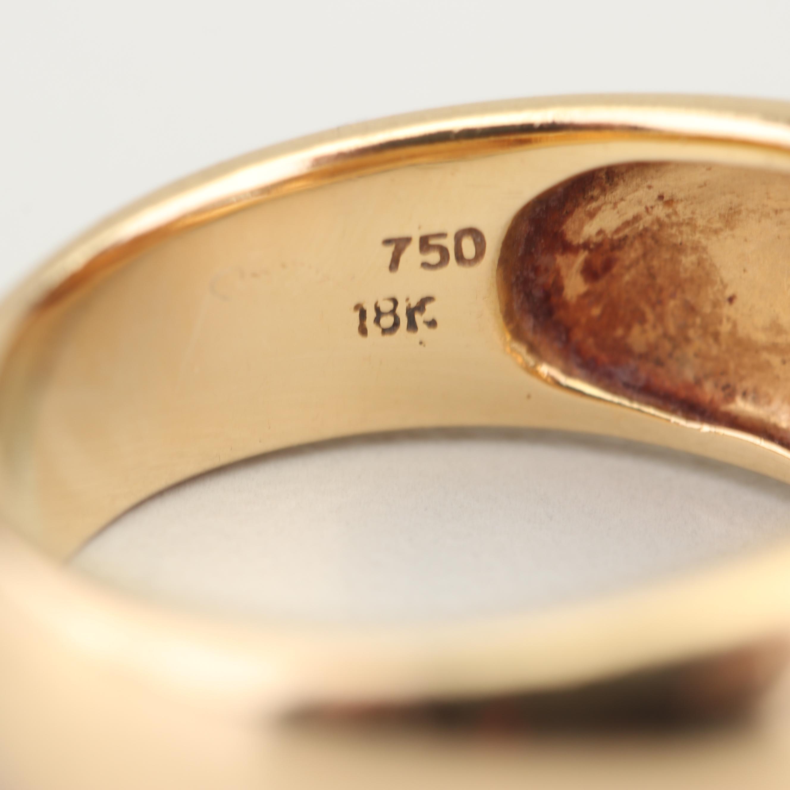 18K Yellow Gold and Diamond Heart Band