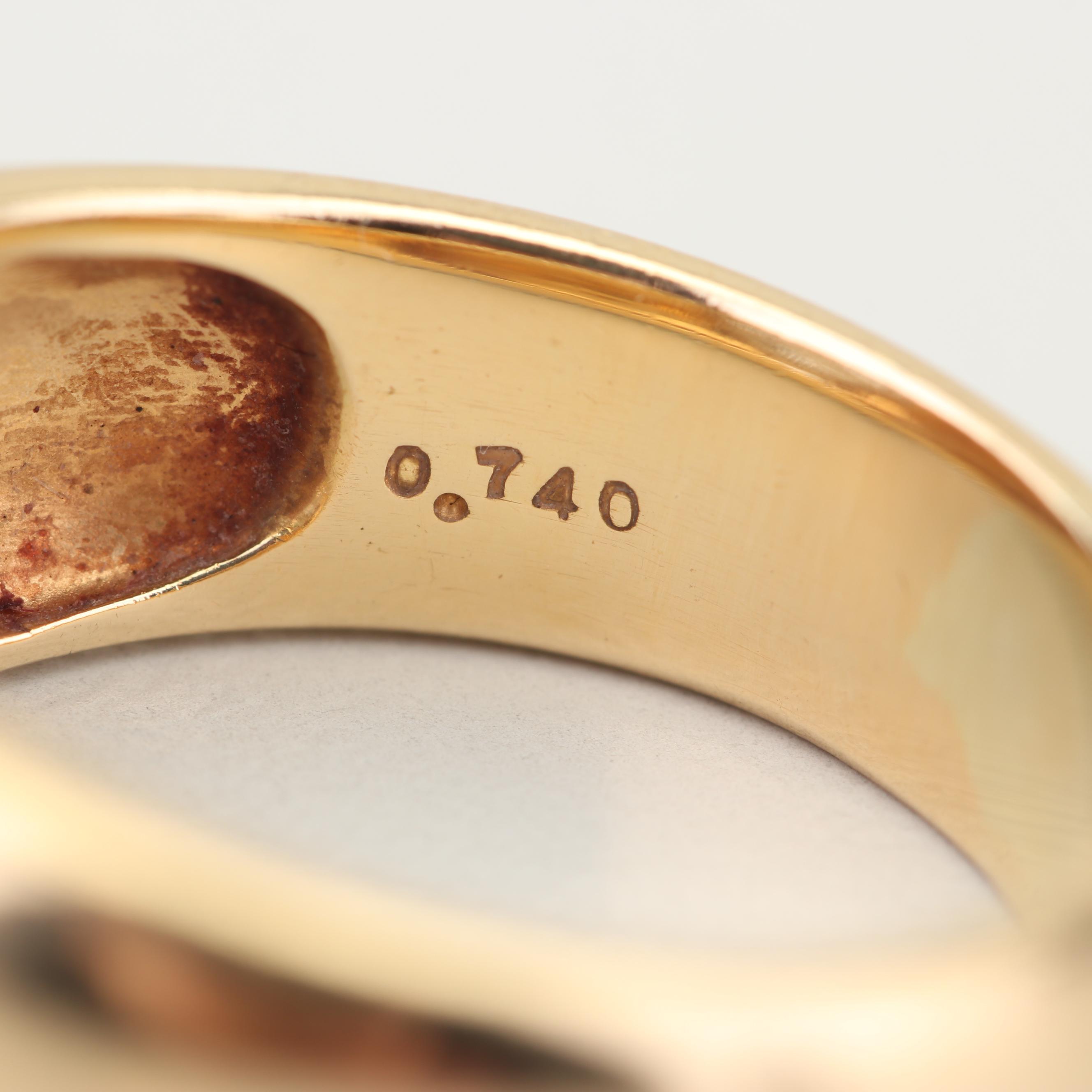 18K Yellow Gold and Diamond Heart Band