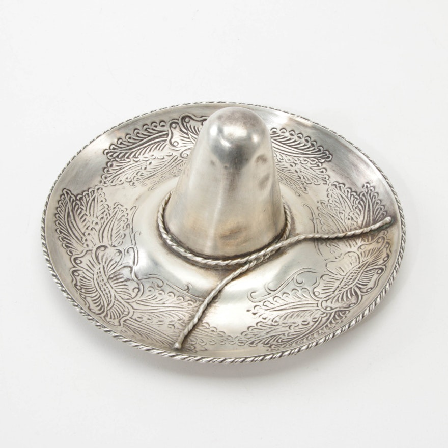 Mexican Sterling Silver Sombrero Figurine, Mid/Late 20th Century