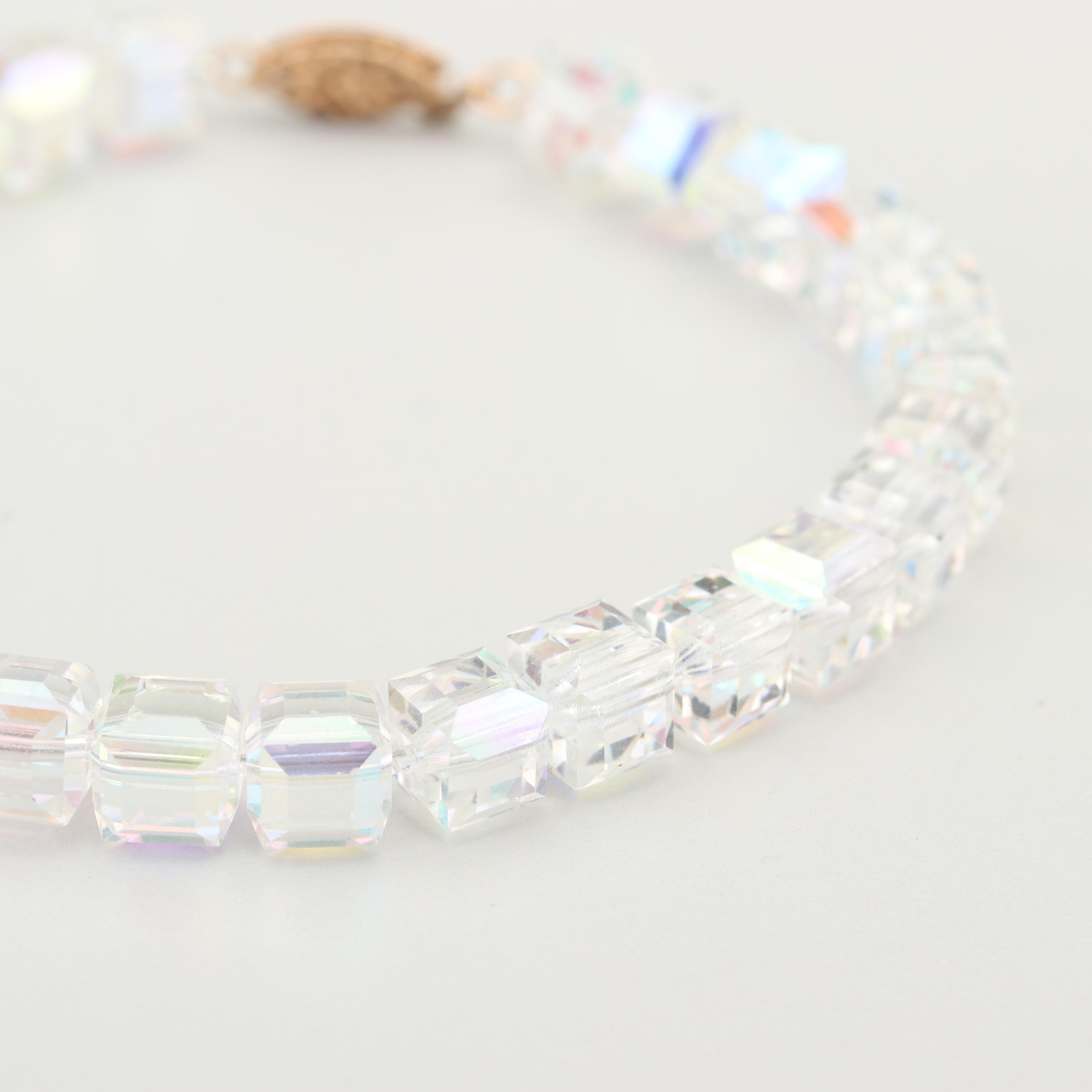 Faceted Crystal Bracelet with 14K Yellow Gold Clasp