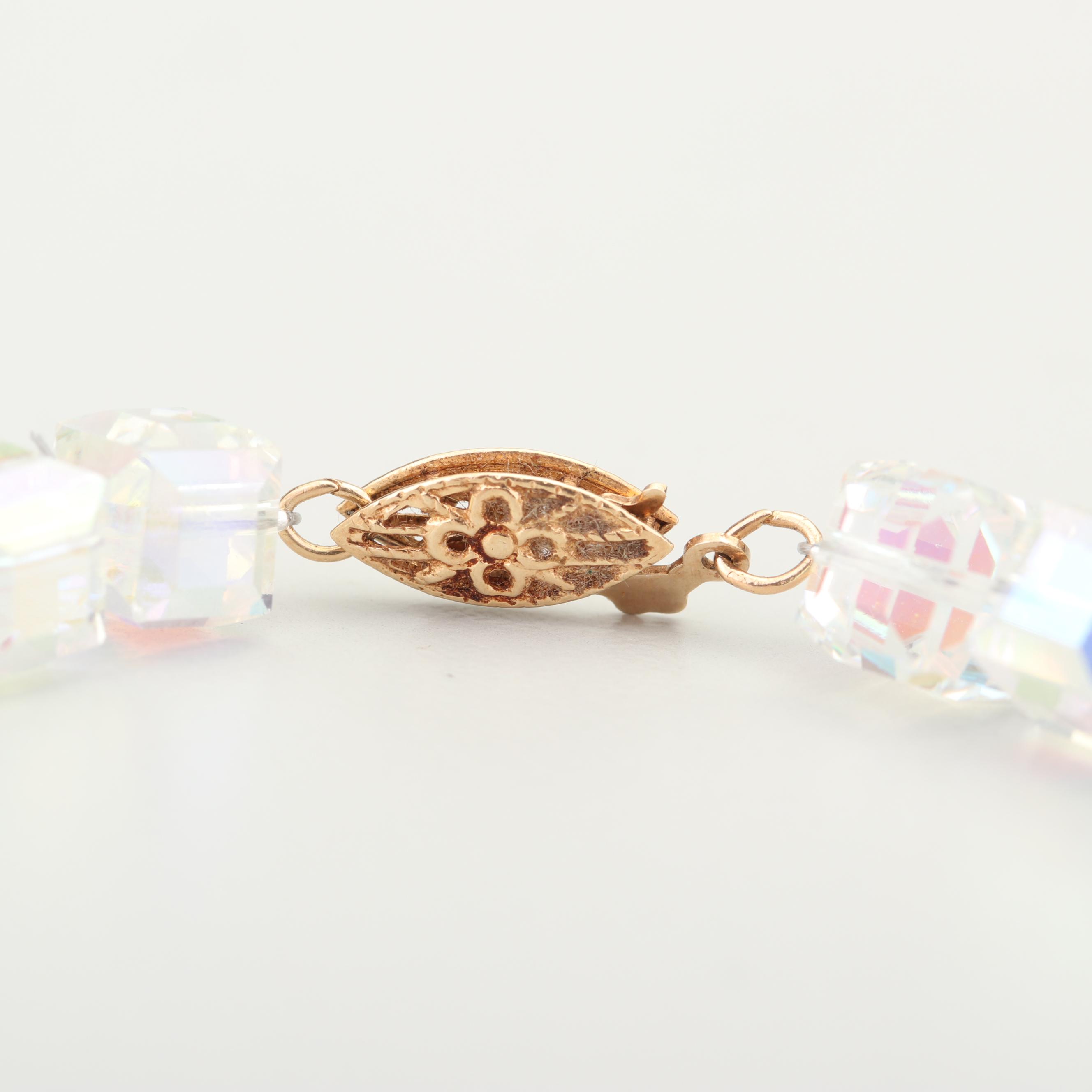 Faceted Crystal Bracelet with 14K Yellow Gold Clasp