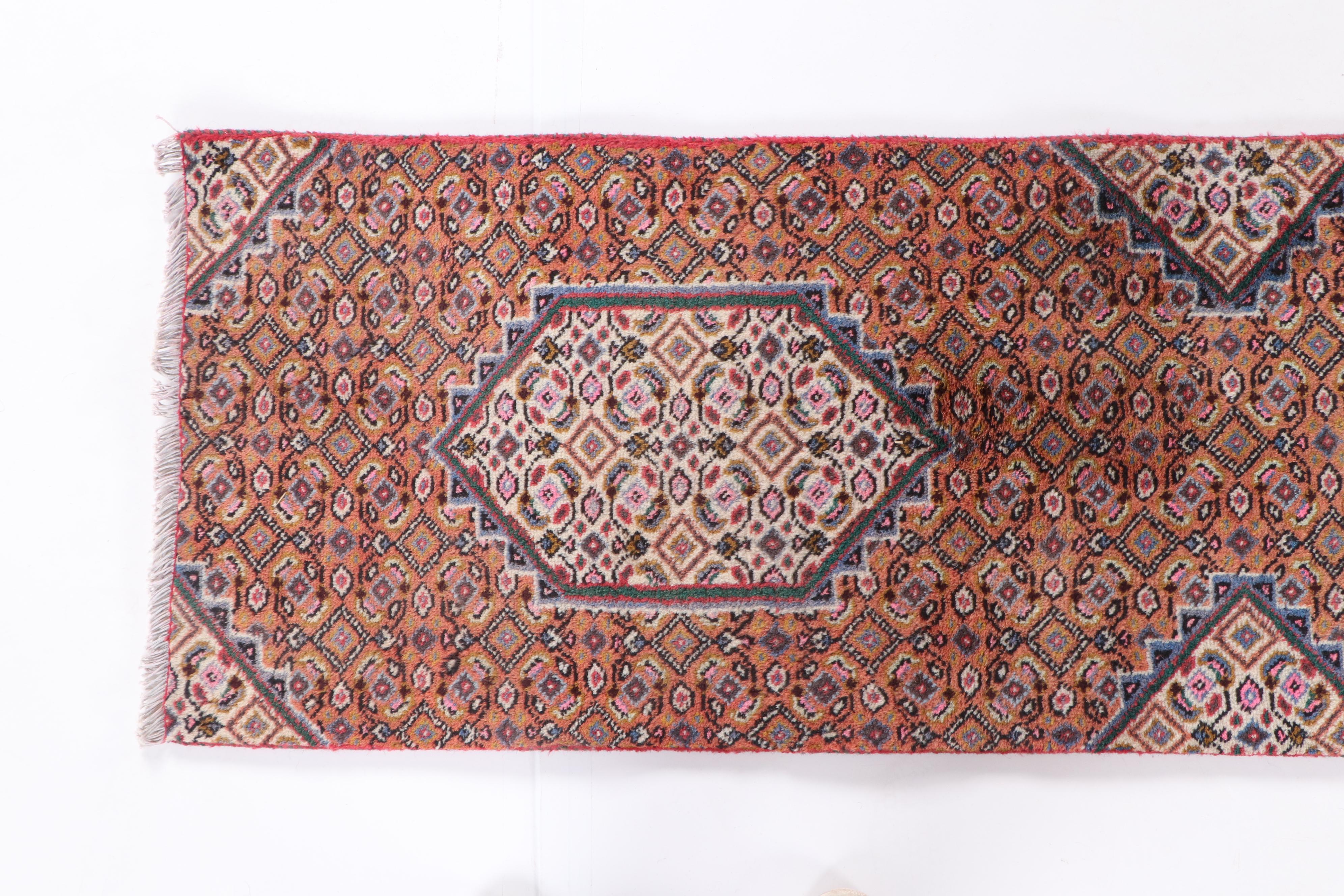 Hand-Knotted Persian Everu Wool Runner