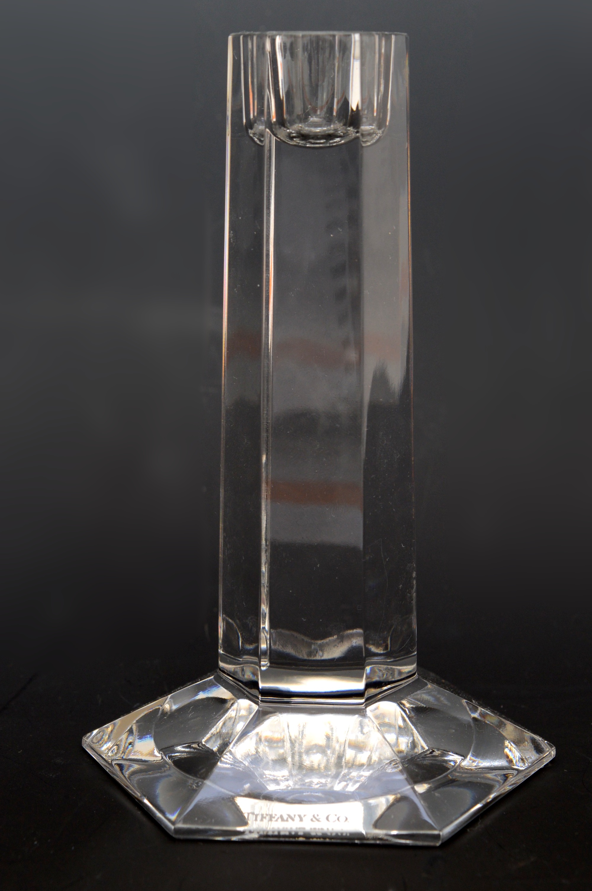 Tiffany & Co. Frank Lloyd Wright Foundation Crystal Candlesticks, 1986