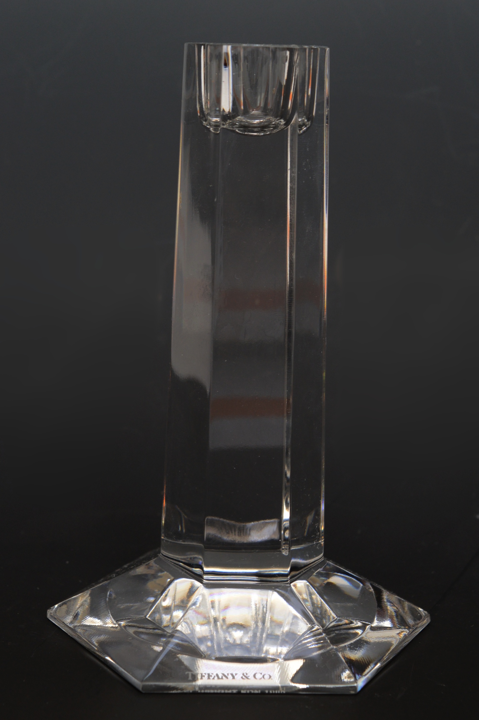 Tiffany & Co. Frank Lloyd Wright Foundation Crystal Candlesticks, 1986