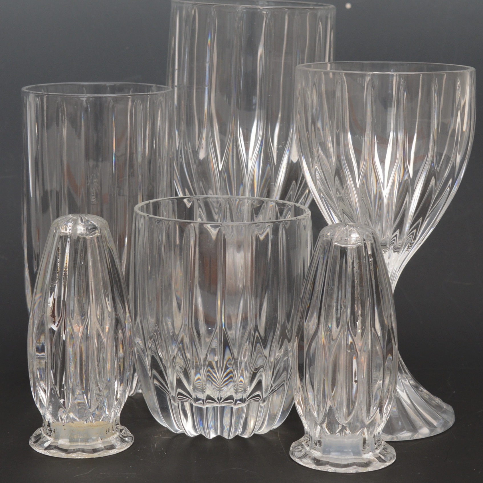 Mikasa "Park Lane" Crystal Stemware with Salt and Pepper Shakers