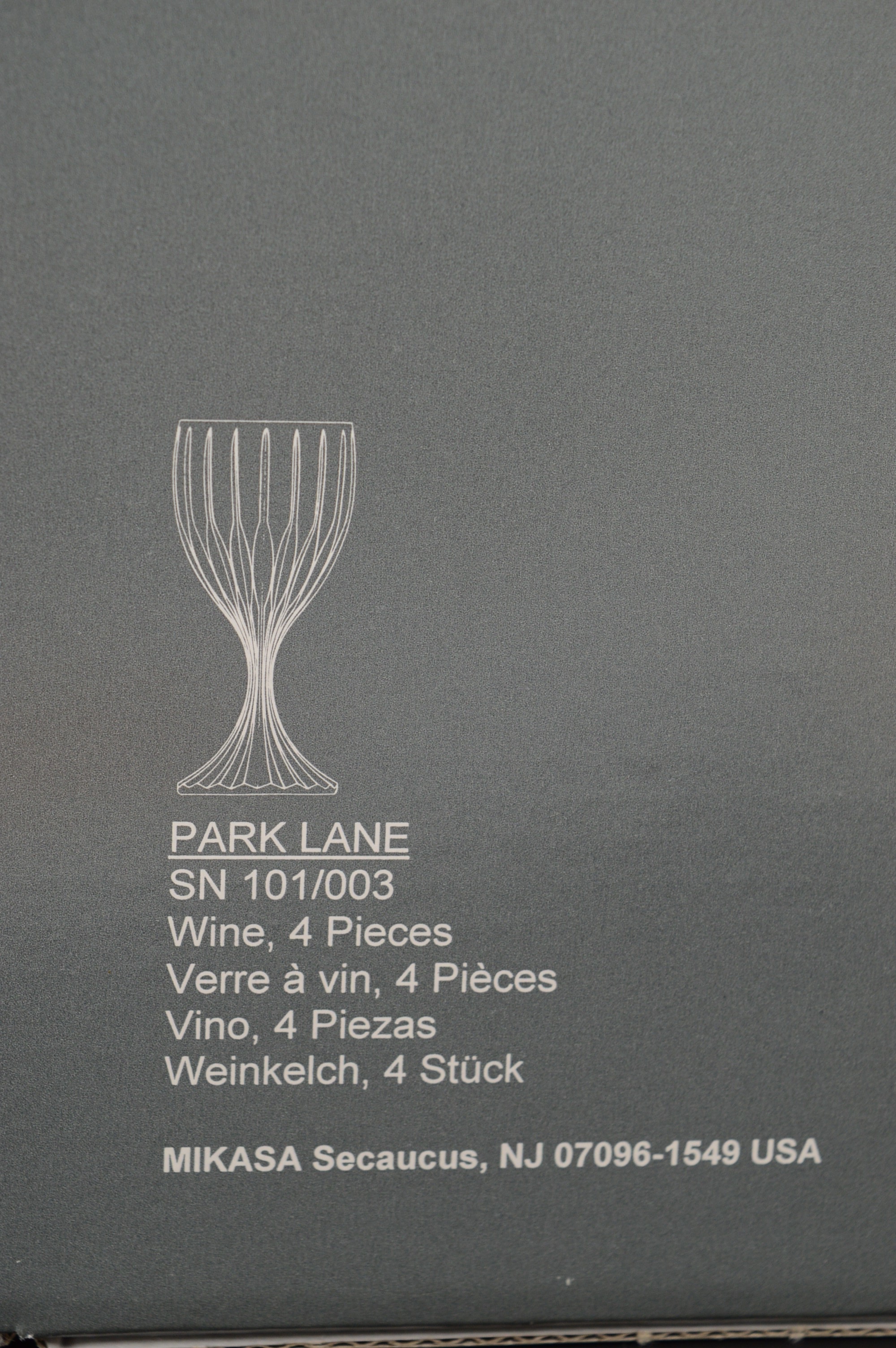 Mikasa "Park Lane" Crystal Stemware with Salt and Pepper Shakers