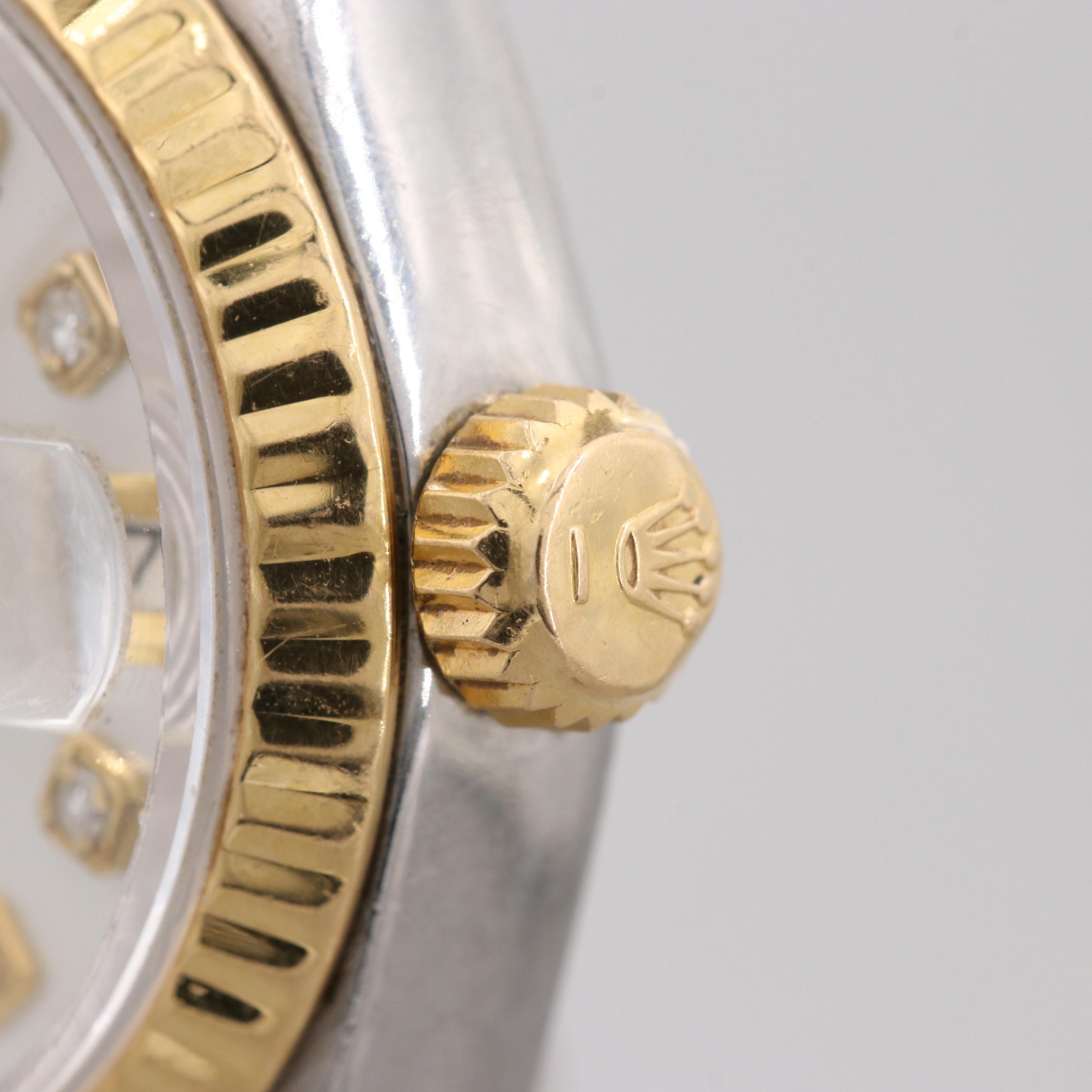 Rolex Datejust Stainless Steel and 18K Yellow Gold Watch With Diamond Dial