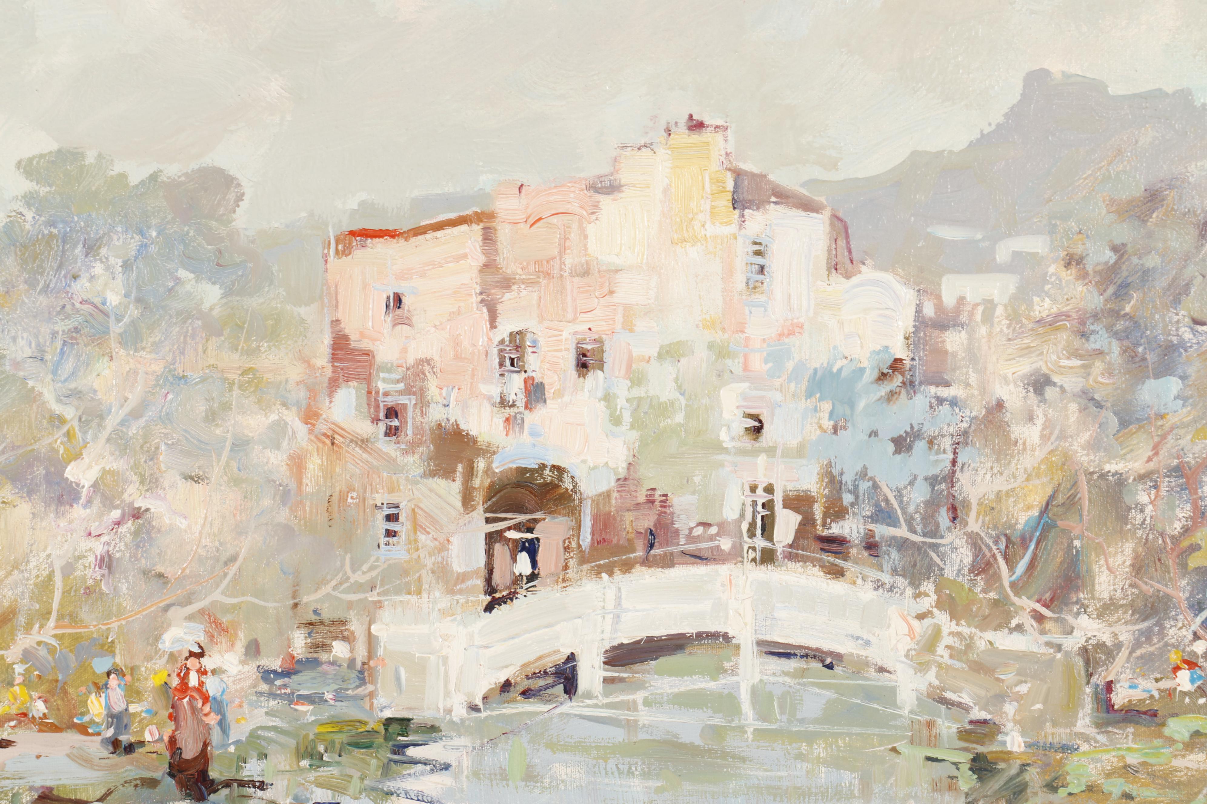 Sansini VIllage Scene Oil Painting