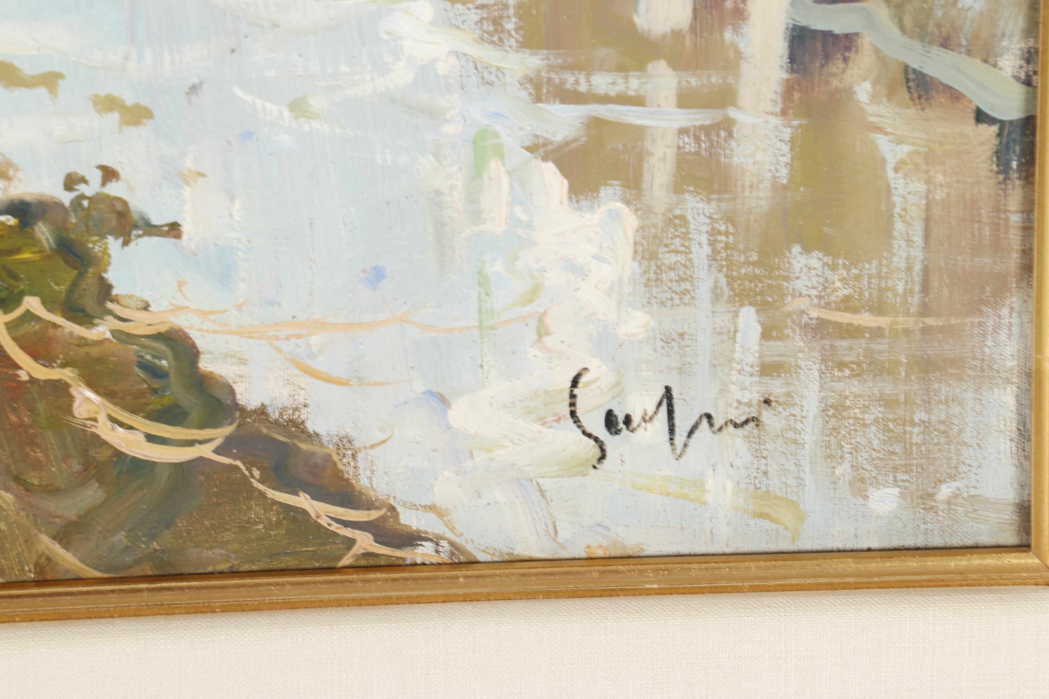 Sansini VIllage Scene Oil Painting