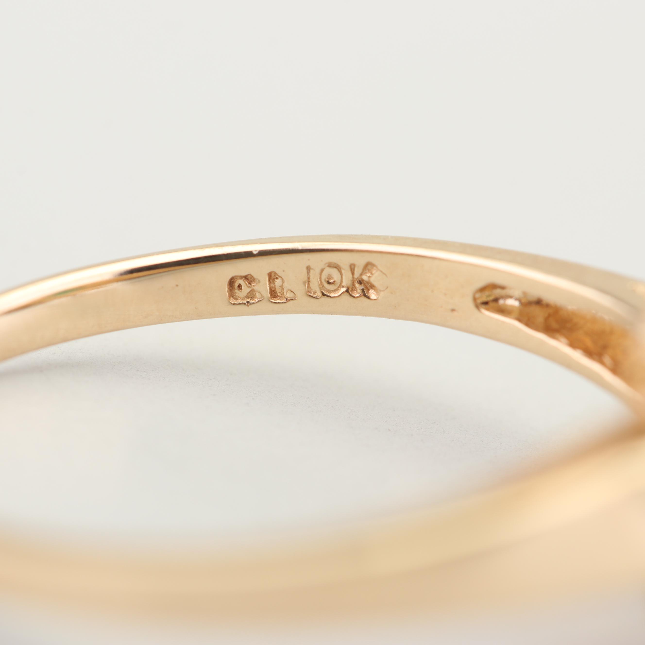 10K Yellow Gold Emerald and Diamond Ring