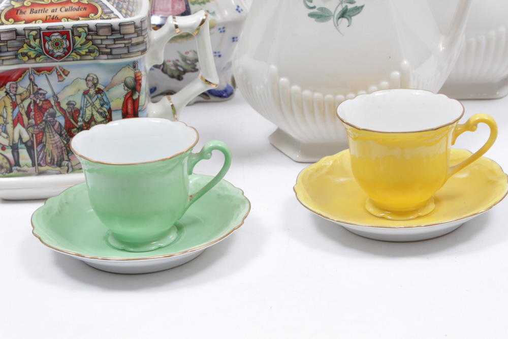 Teapots, Pitchers and Demitasse Cups with Matching Saucers