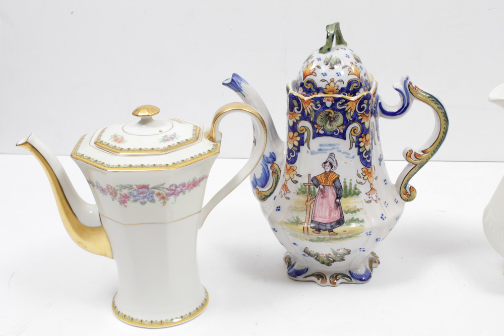Teapots, Pitchers and Demitasse Cups with Matching Saucers