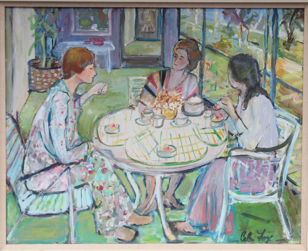 Cele Fox Acrylic Painting, Late 20th Century