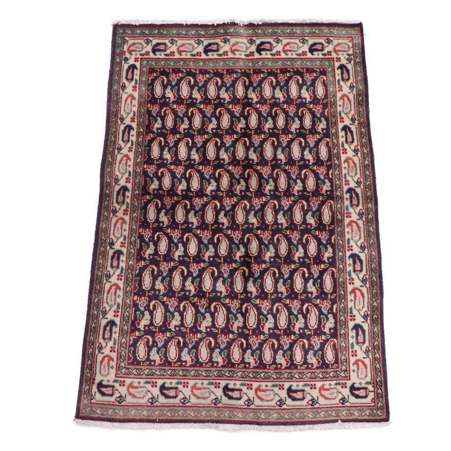 Hand-Knotted Indo-Persian Boteh Pattern Wool Rug
