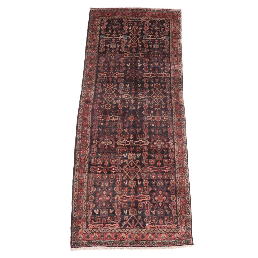 Hand-Knotted Persian Hamadan Wool Long Rug
